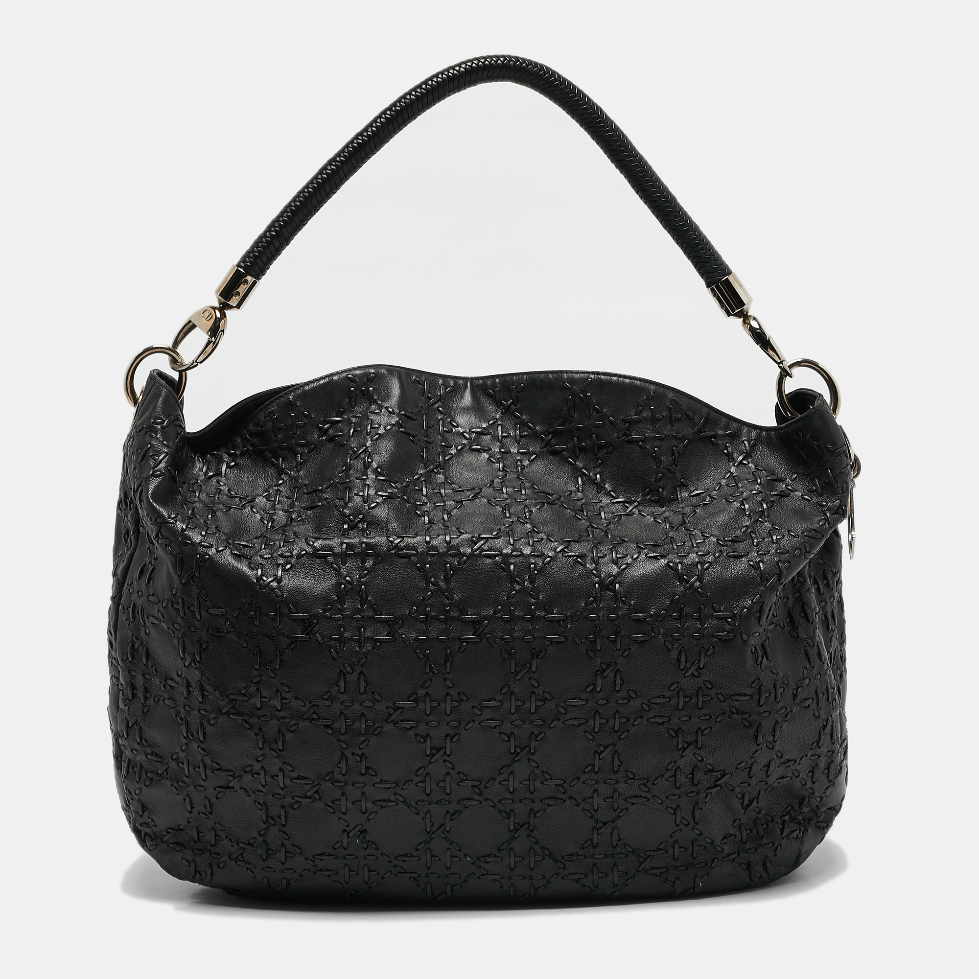 

Dior Black Cannage Leather Whipstitch Hobo