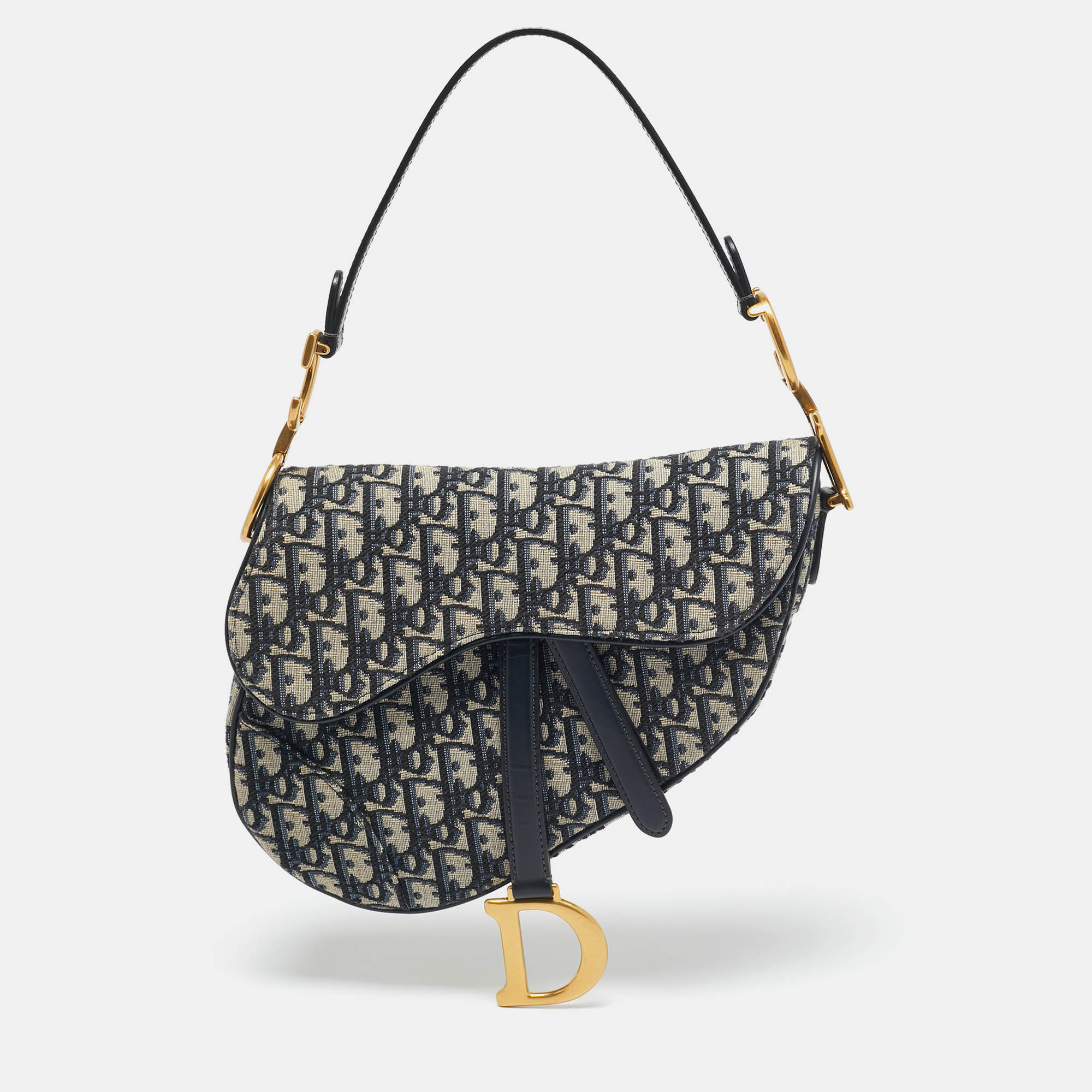 

Dior Blue Oblique Canvas and Leather Saddle Bag, Navy blue