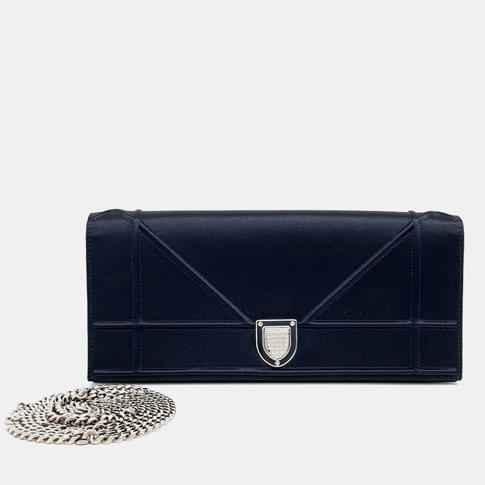 

Dior Navy Blue Satin Diolamar Clutch and Chain Shoulder Bag