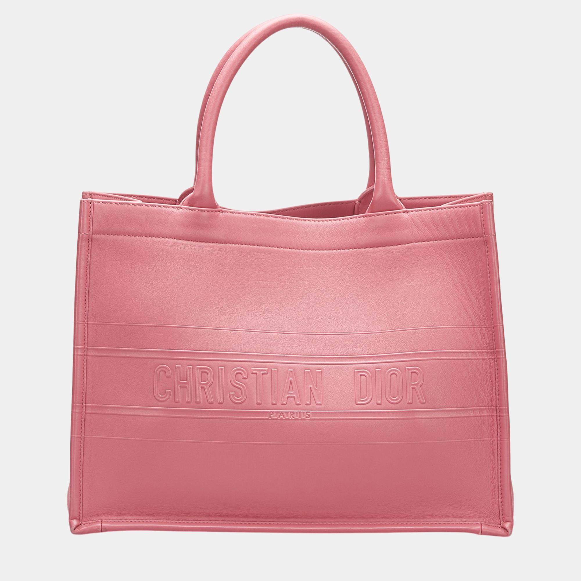 

Dior Pink Medium Embossed Book Tote