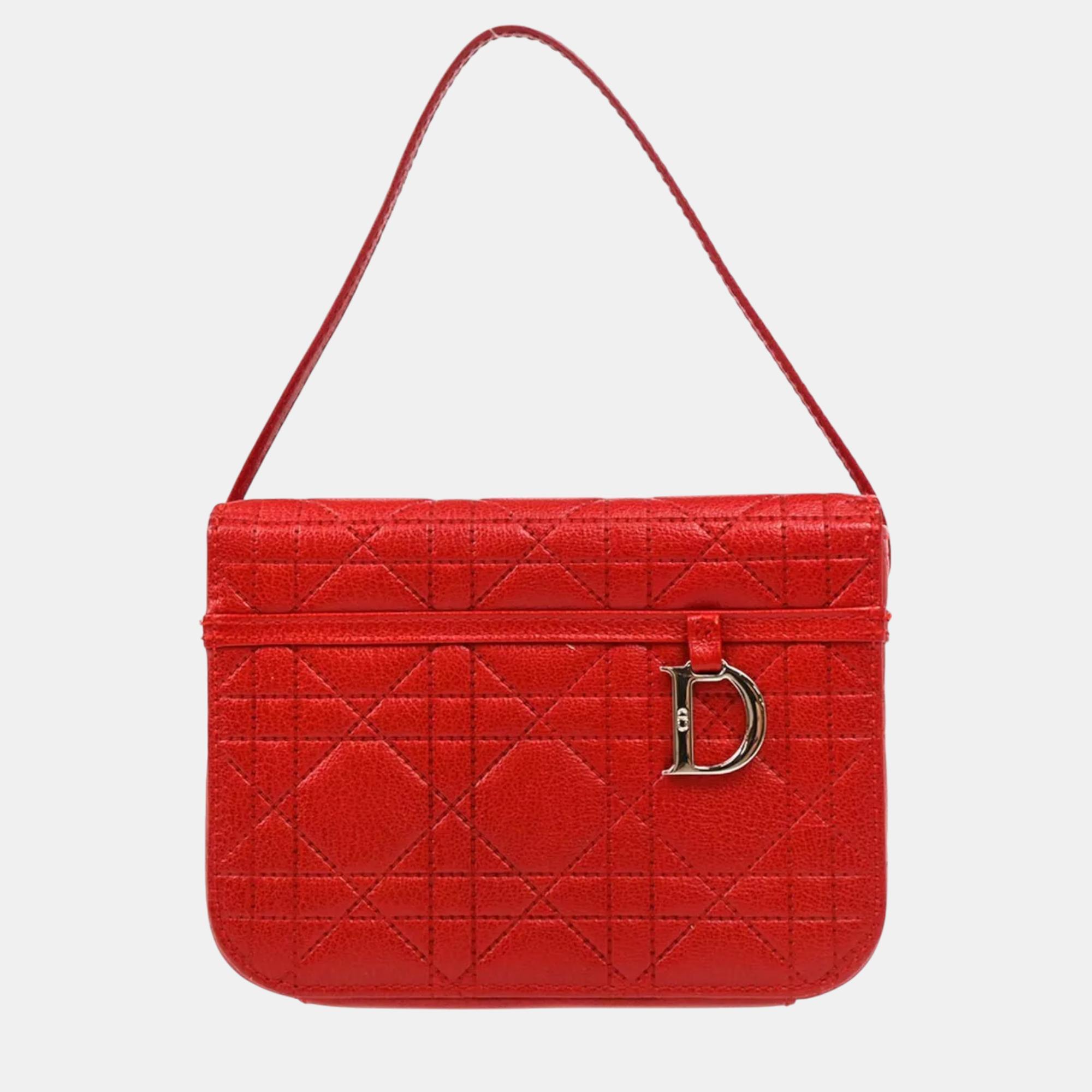 

Dior Red Leather Vanity Shoulder Bag