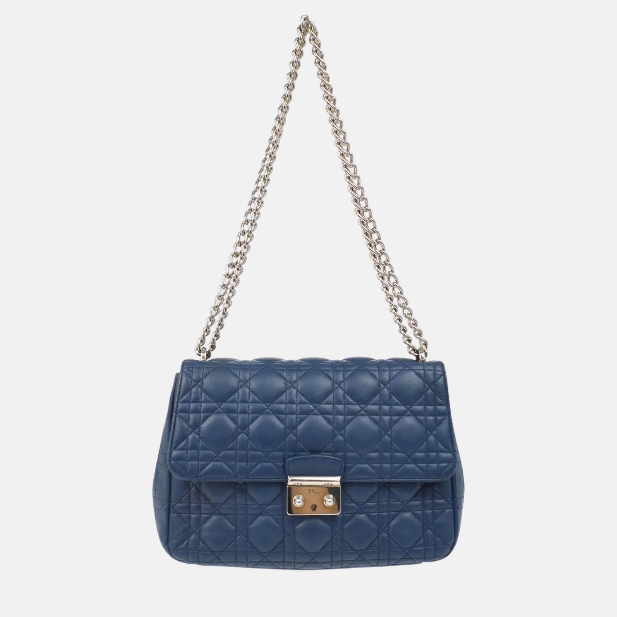 

Dior Blue Lambskin Miss Dior Cannage Shoulder Bag