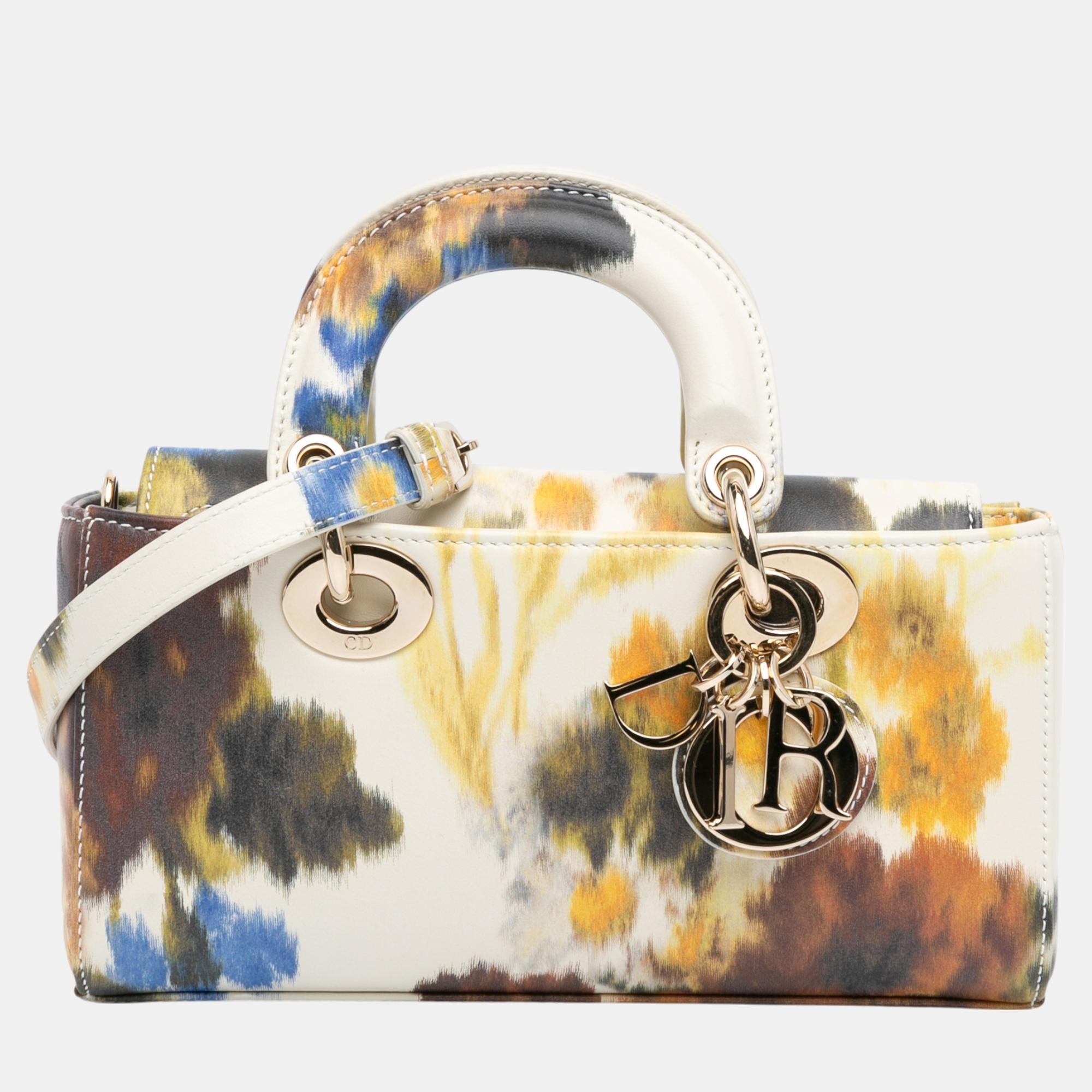 

Dior White Small Leather Floral Print Lady D Joy