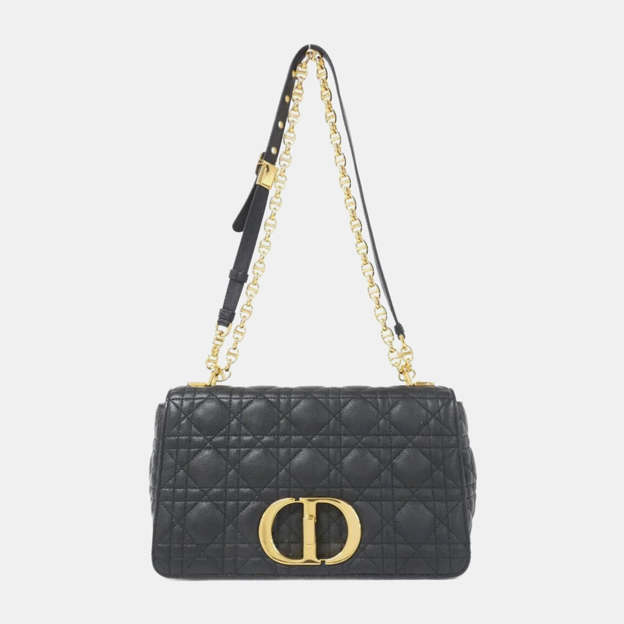 

Dior Black Leather Caro Medium Shoulder Bag