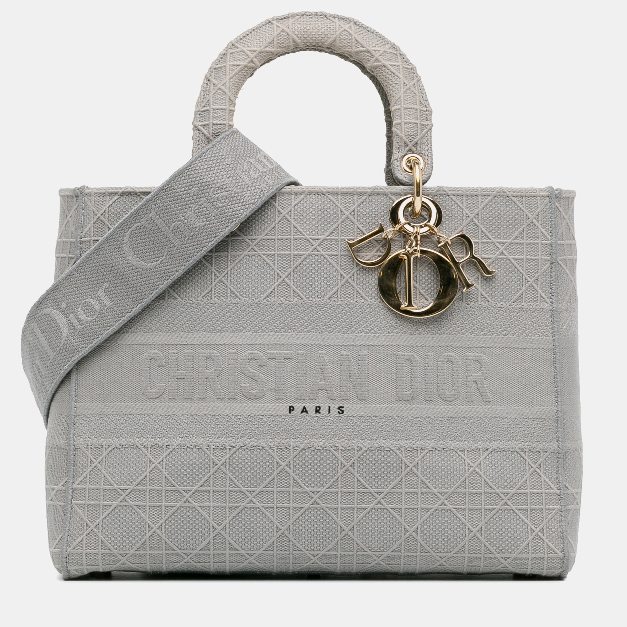 

Dior Grey Large Canvas Cannage Lady D Lite