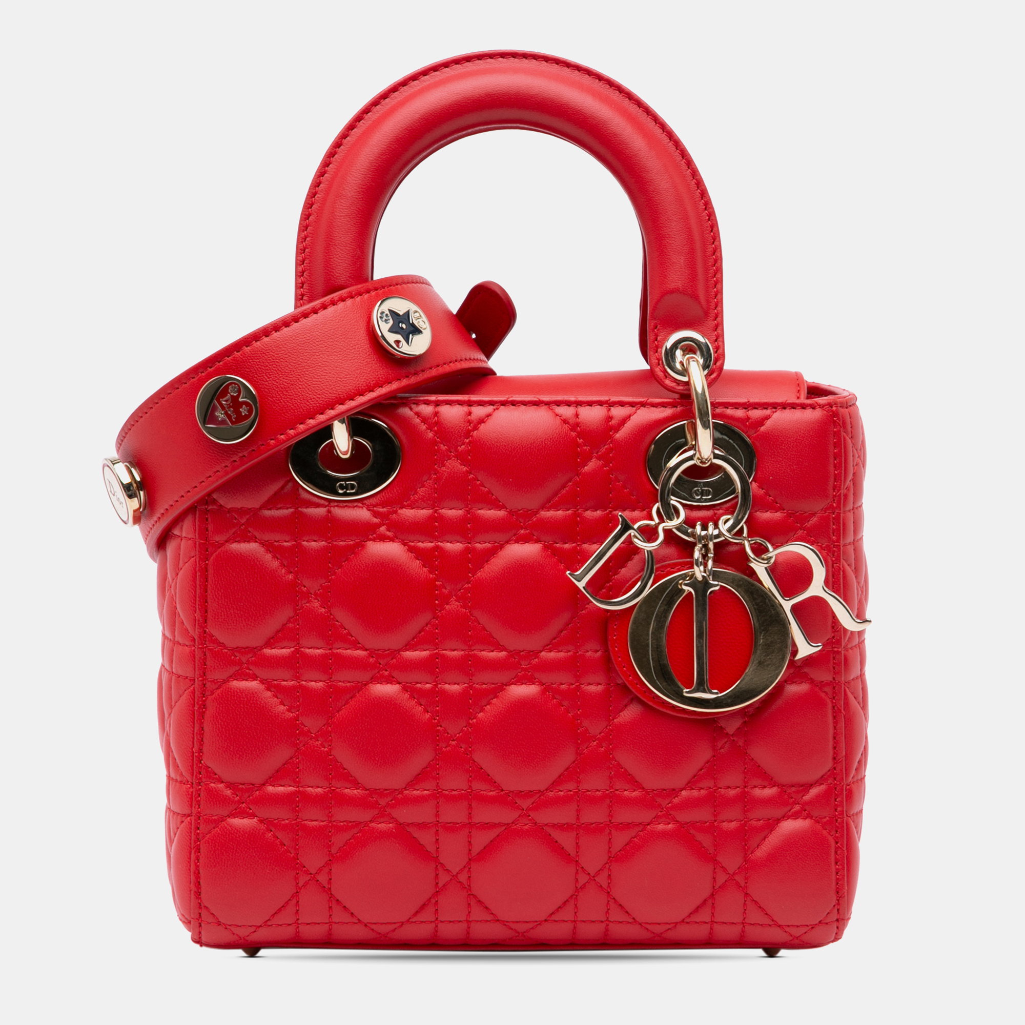 

Dior Red Small Lambskin Cannage My ABCDior Lady Dior