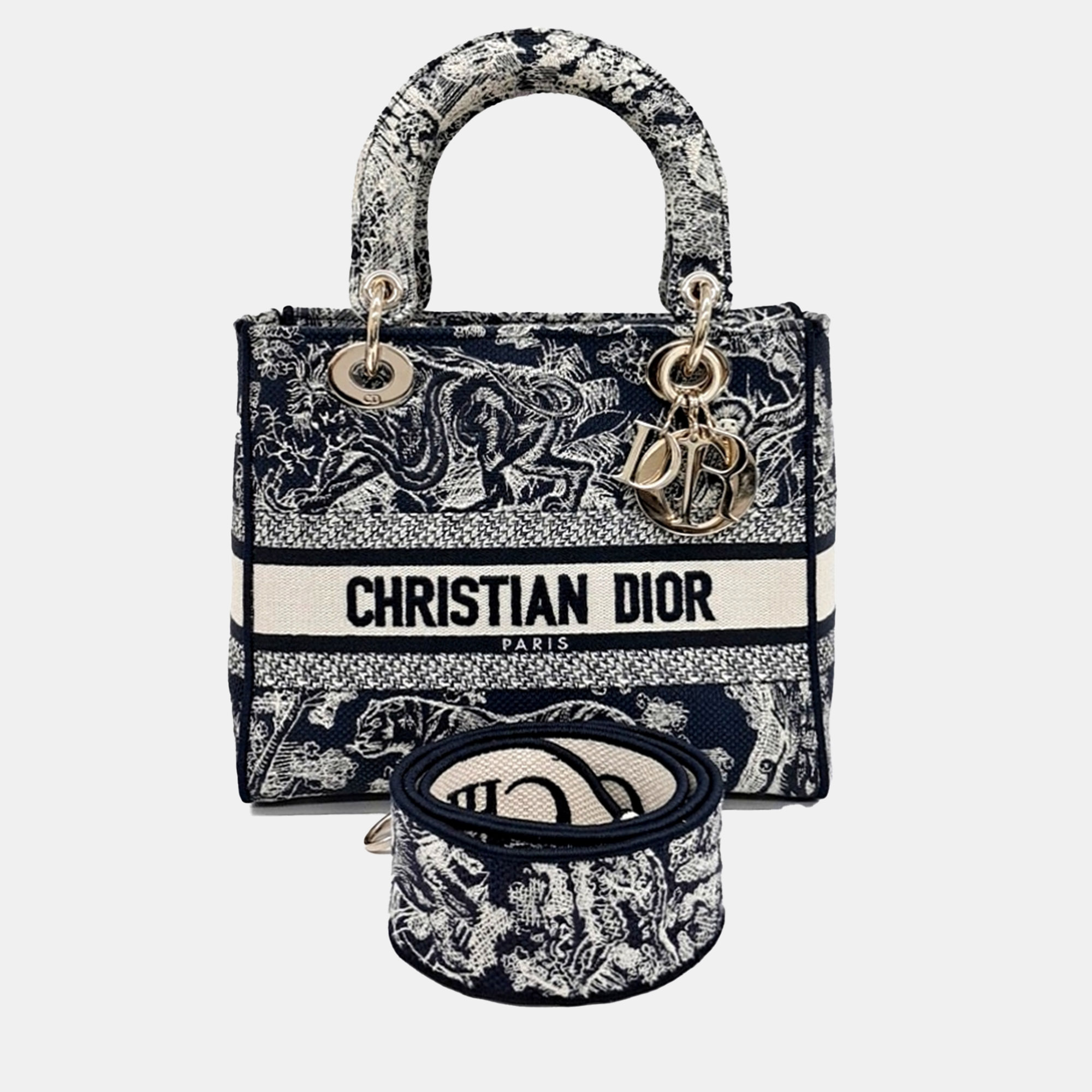 

Dior Navy Blue Canvas D-LITE Lady Medium Bag