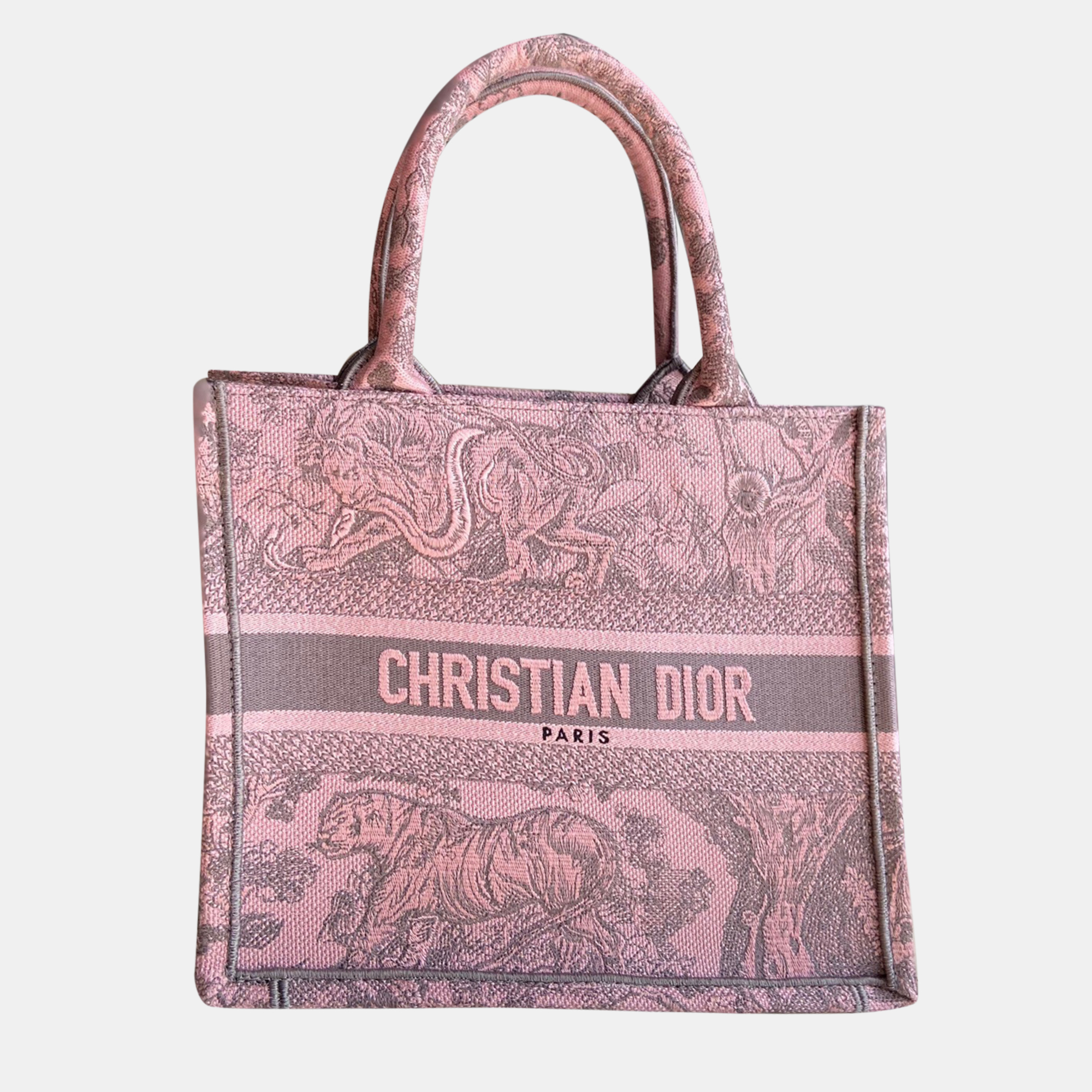 

Dior Pink Canvas Zoo Book Tote Bag