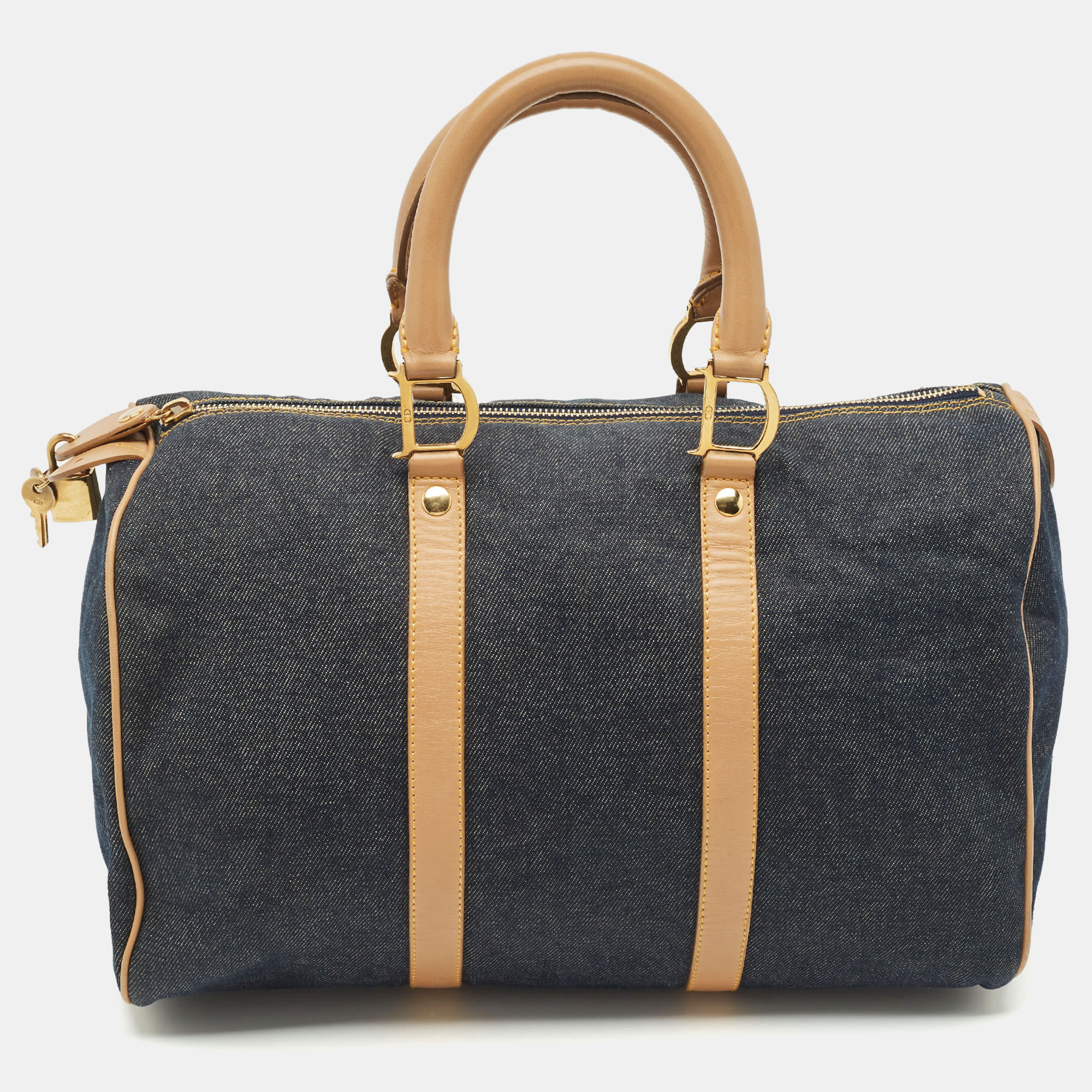

Dior Dark Blue Denim and Leather Boston Bag