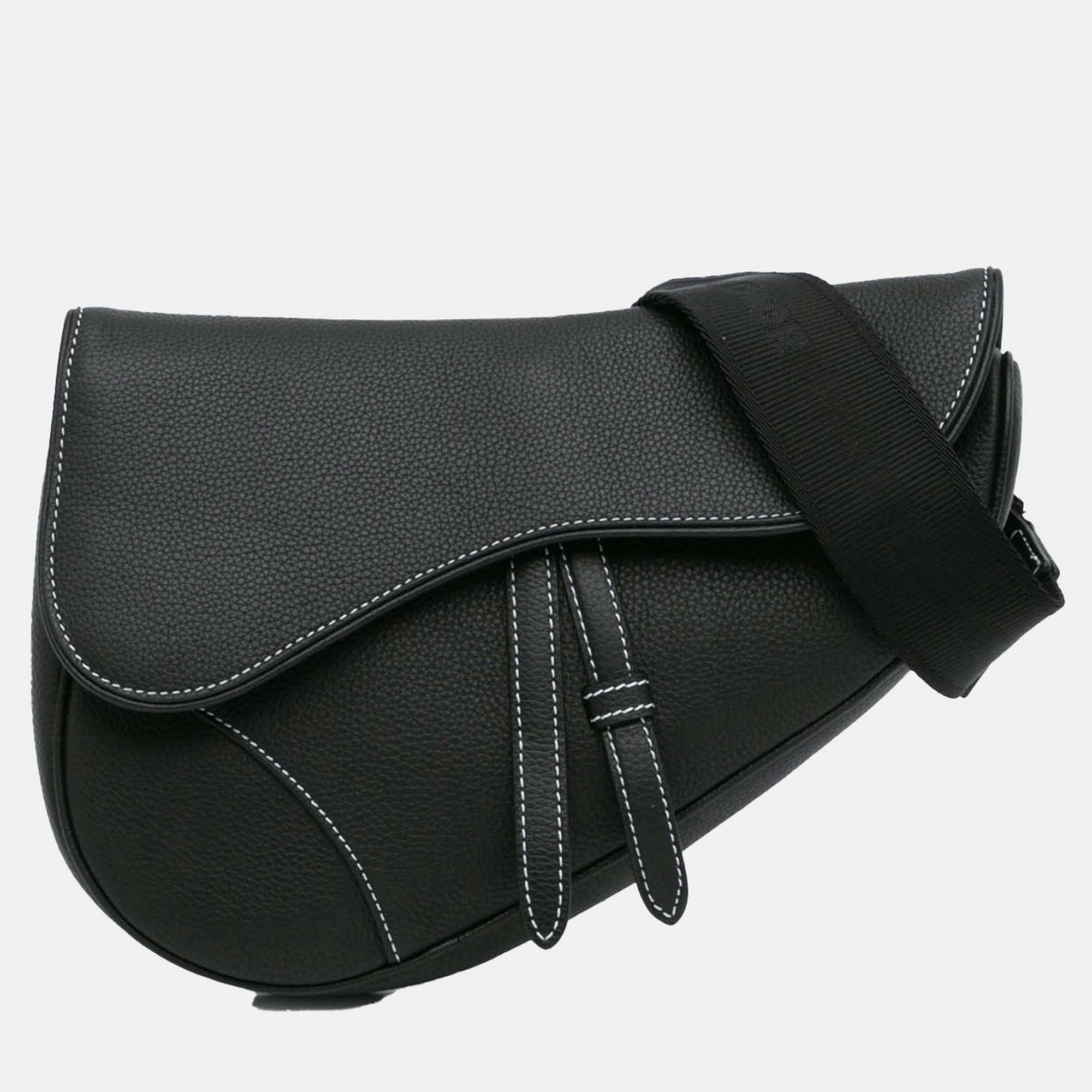 

Dior Black Kim Jones Grained Calfskin Saddle Bag