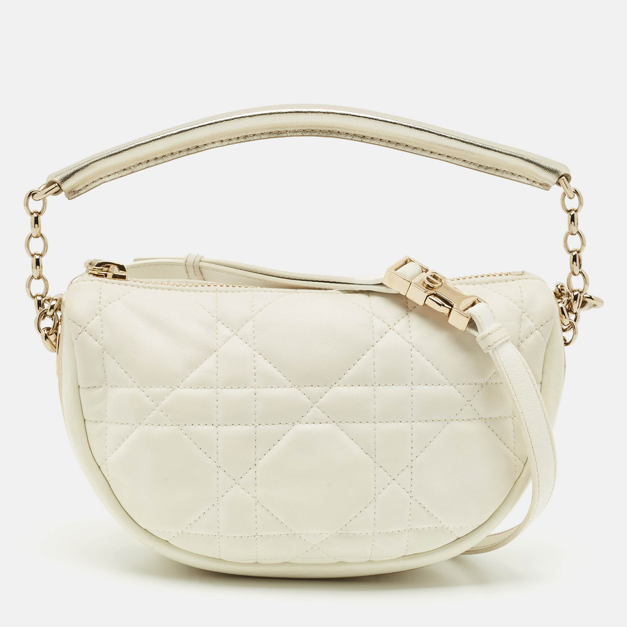 

Dior White Cannage Leather Small Vibe Hobo