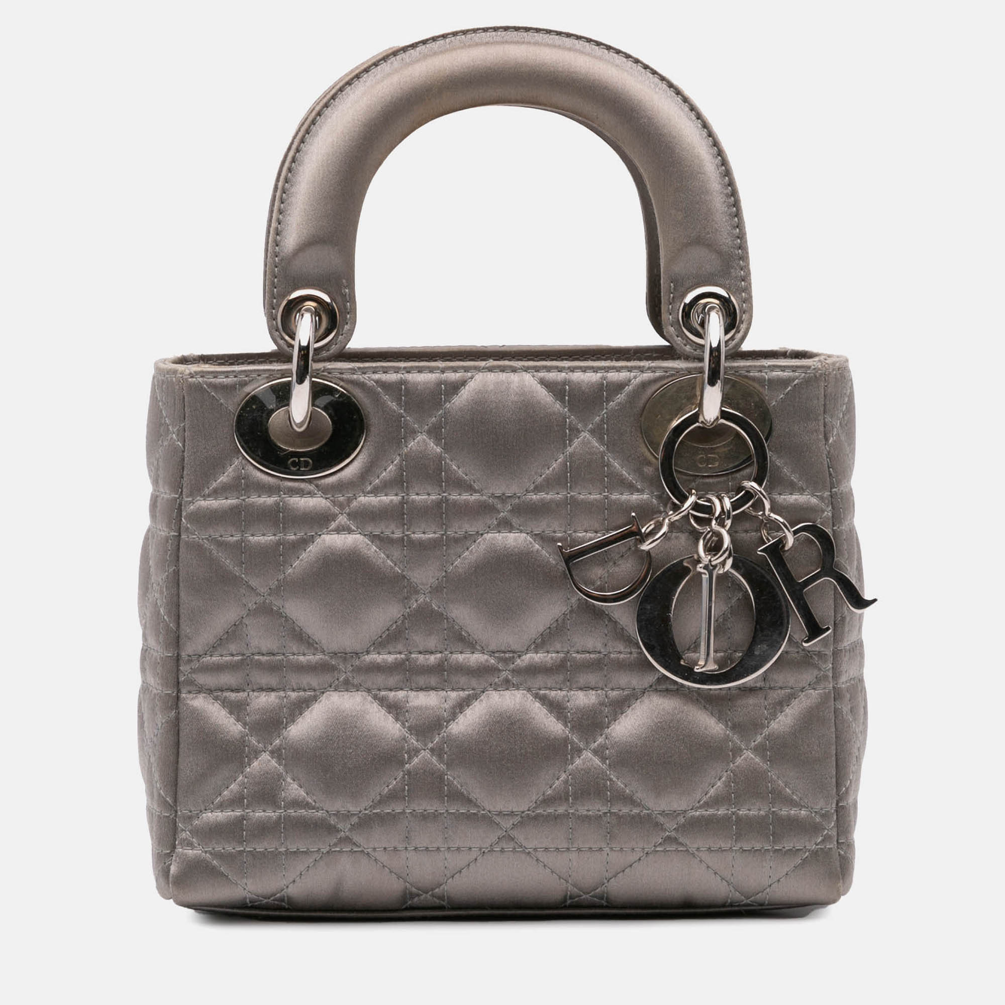 

Dior Grey Mini Satin Cannage Lady Dior