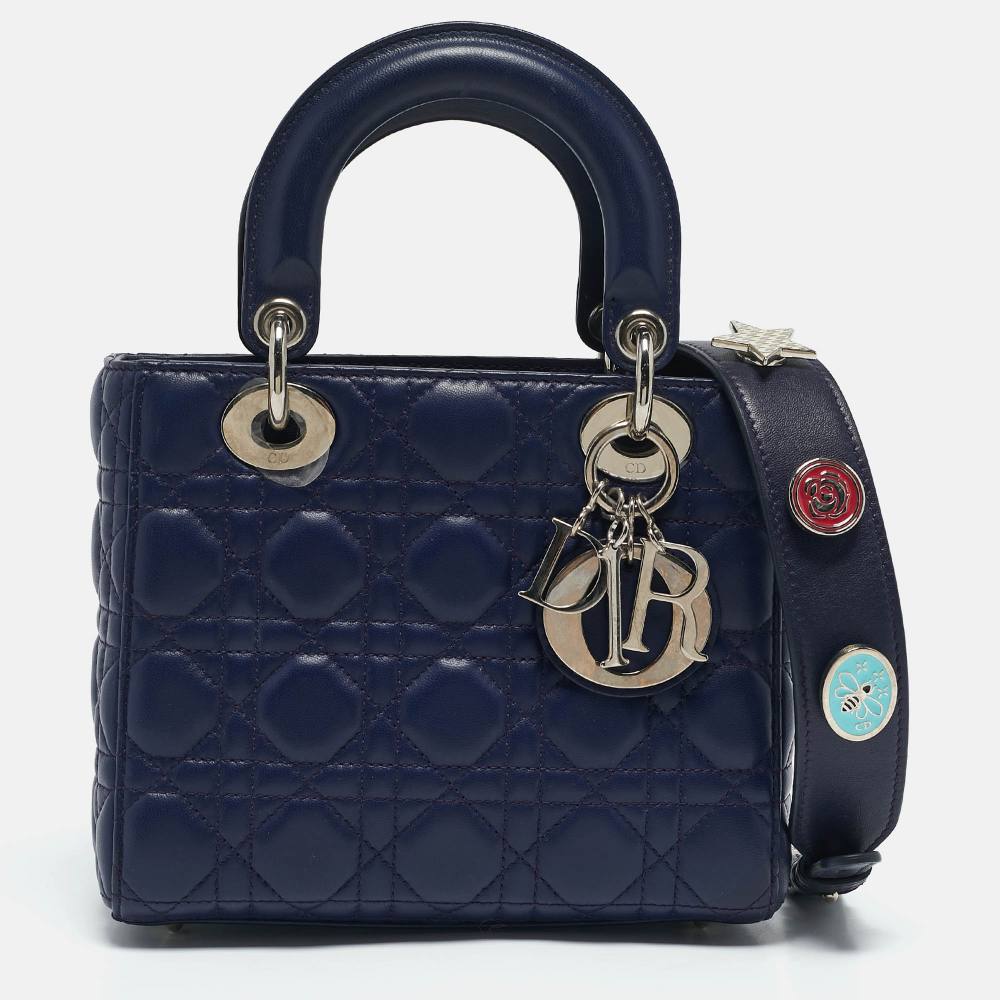 

Dior Blue Cannage Leather Small Lady Dior My ABCDior Tote