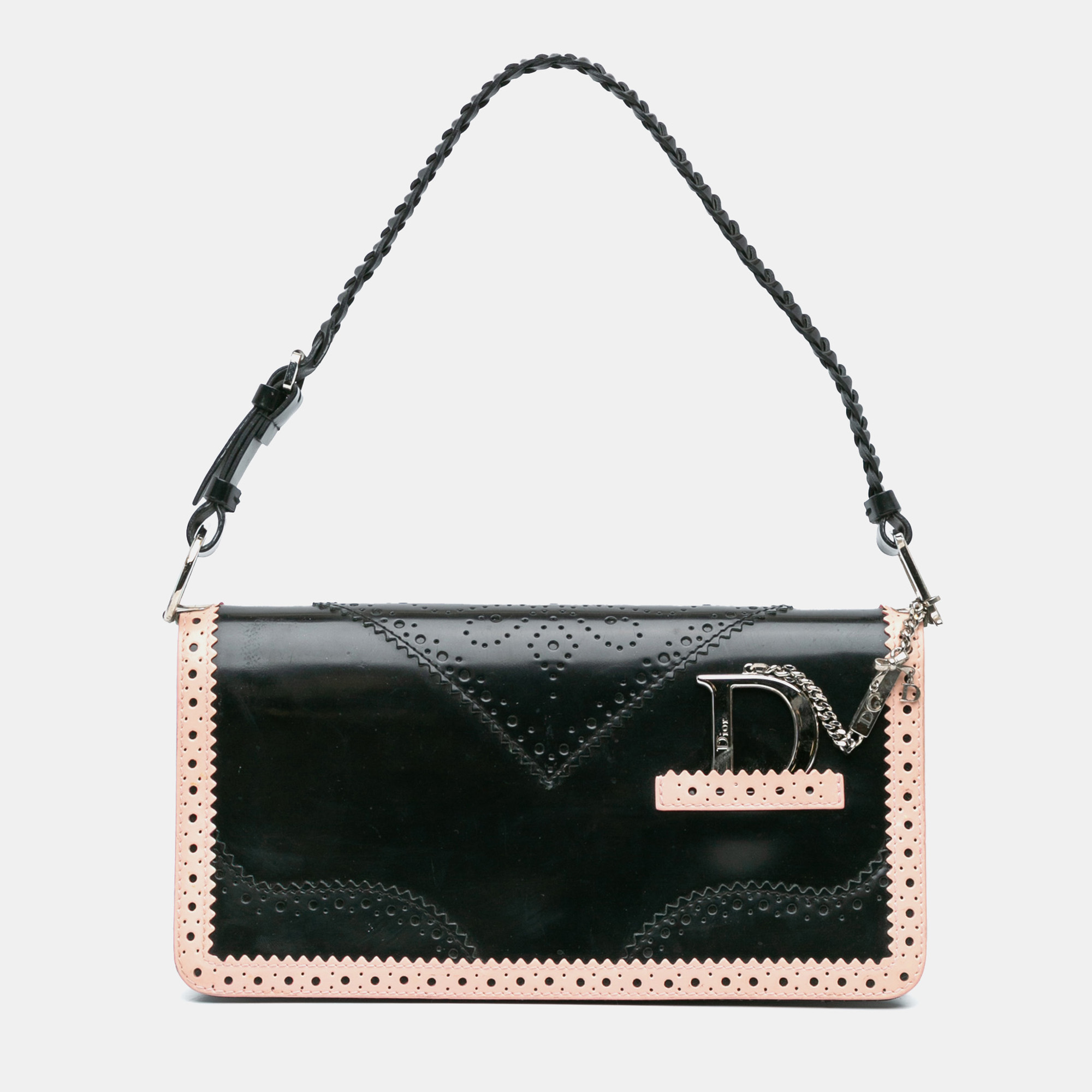 

Dior Black/Pink Leather D'Trick Brogue Spectator Bag