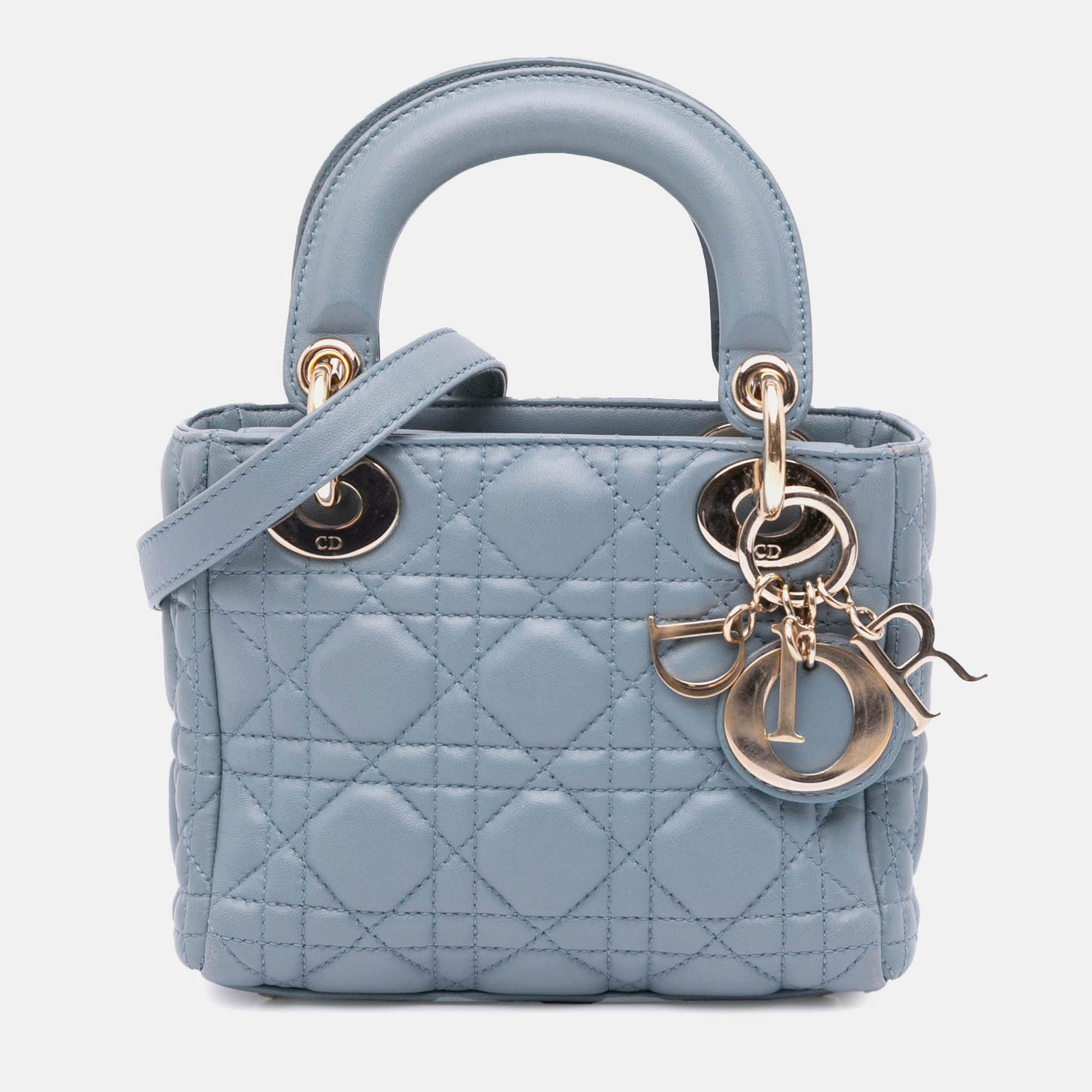 

Dior Blue Mini Lambskin Cannage Lady Dior