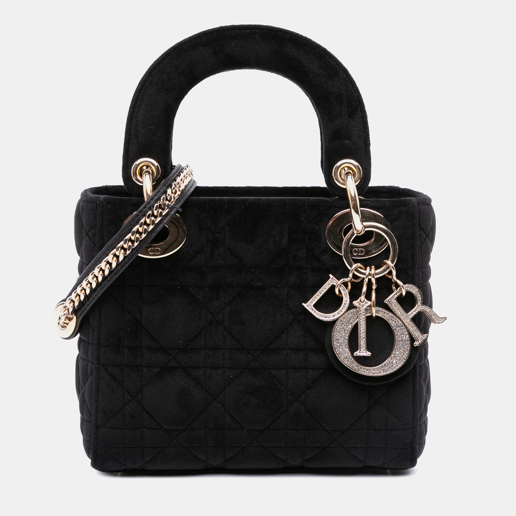 

Dior Black Mini Velvet Cannage Lady Dior