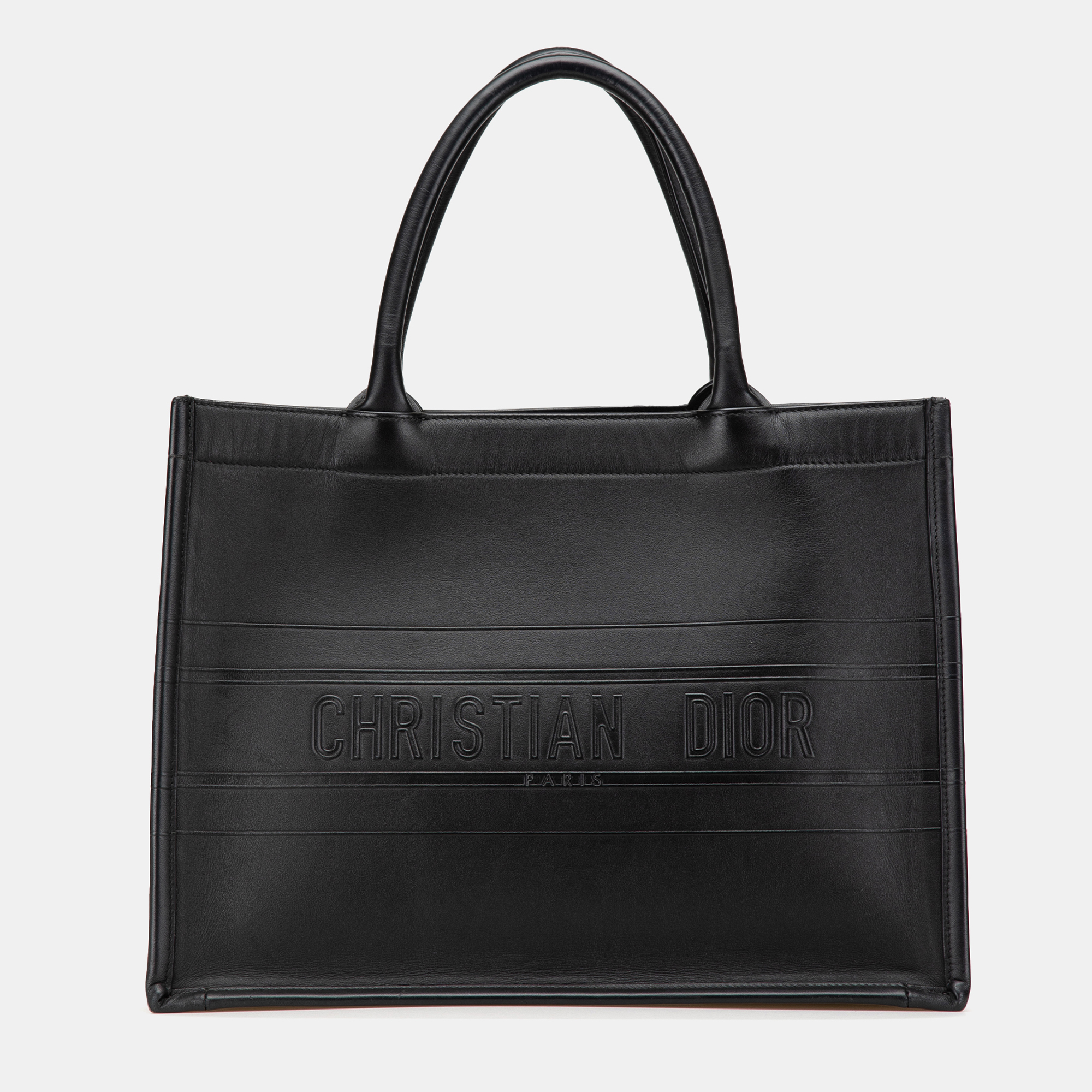 

Dior Black Medium Embossed Leather Book Tote