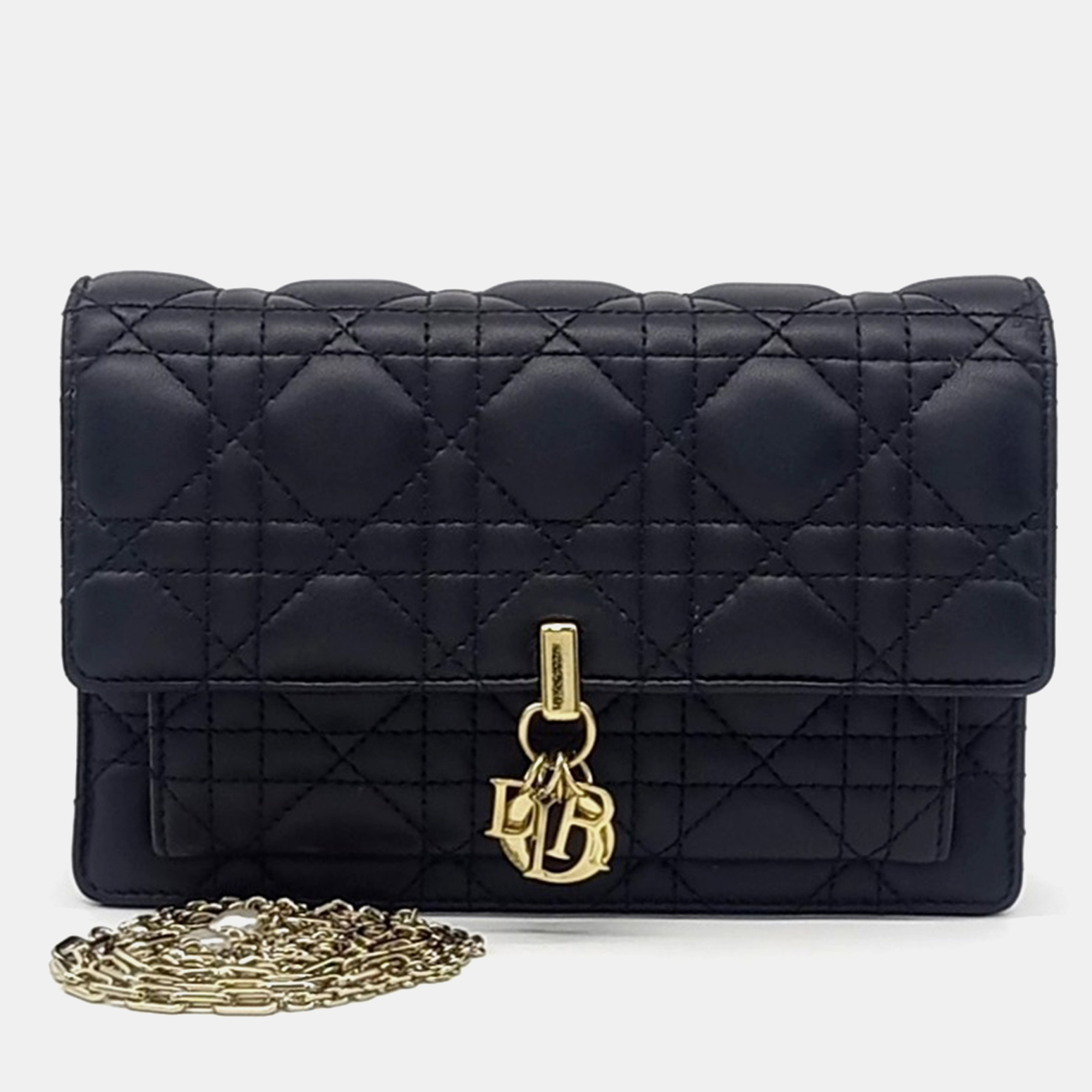 

Dior Black Leather Miss Dior Chain Pouch