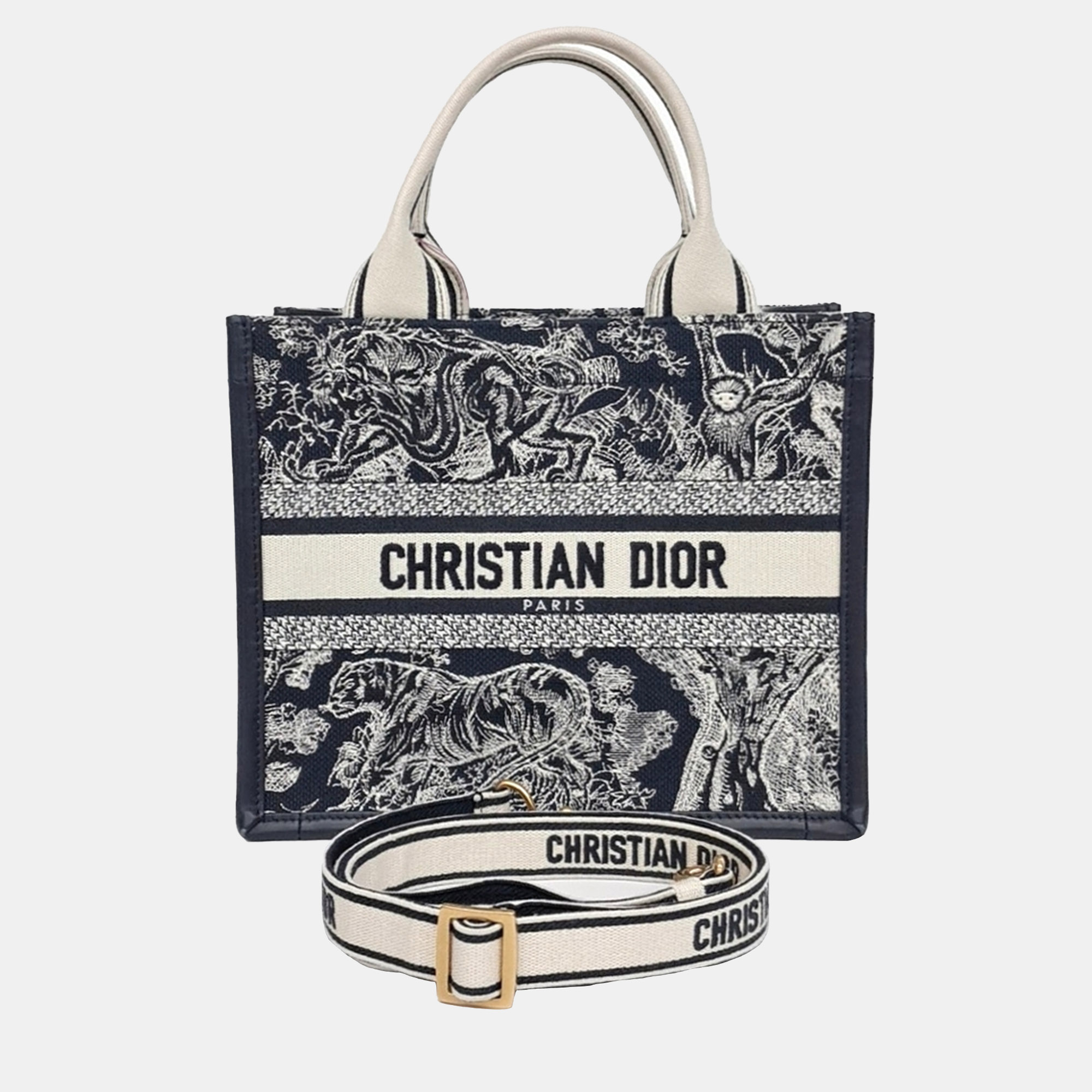 

Dior Blue Canvas Oblique Book Tote Bag Small