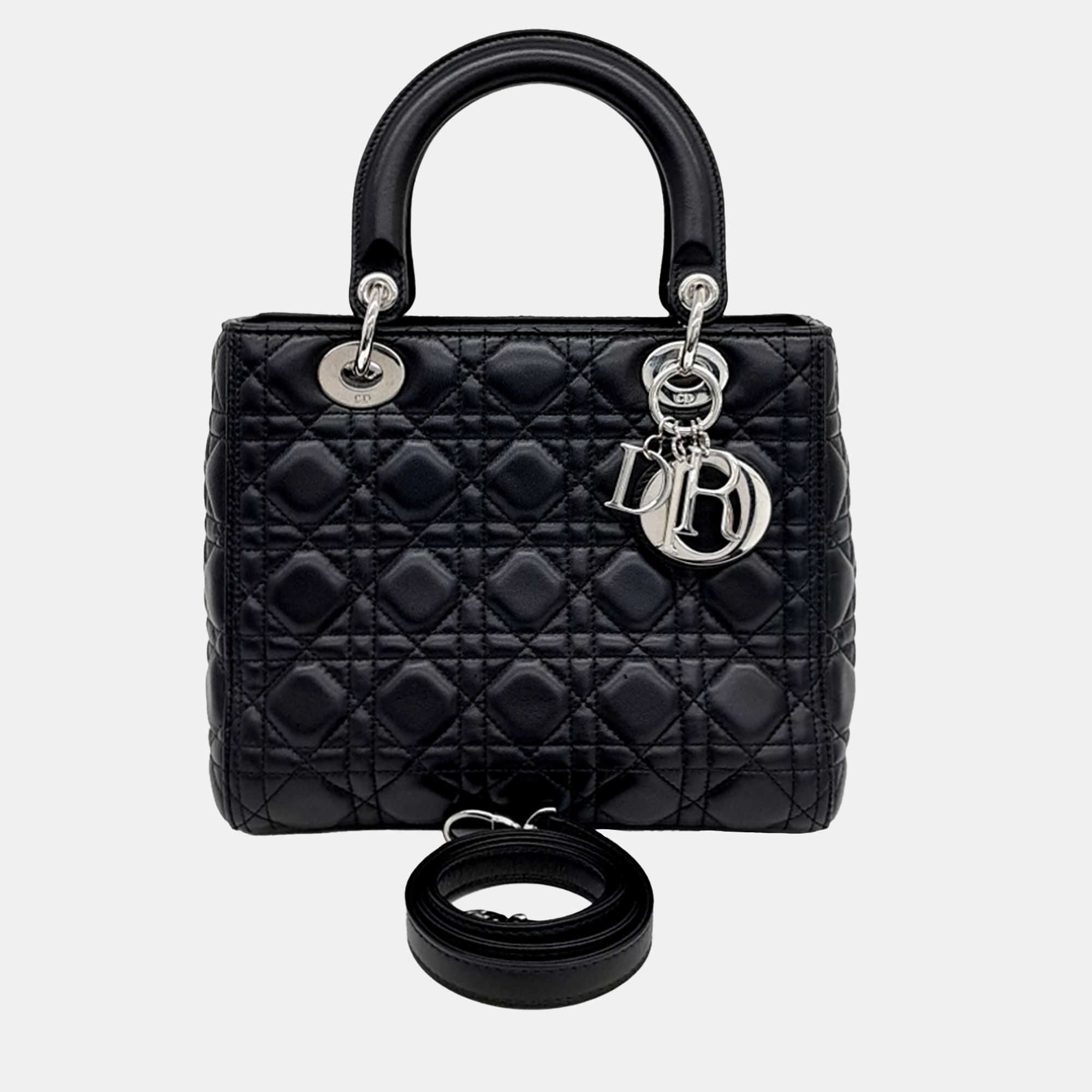 

Dior Black Leather Lady Bag Medium