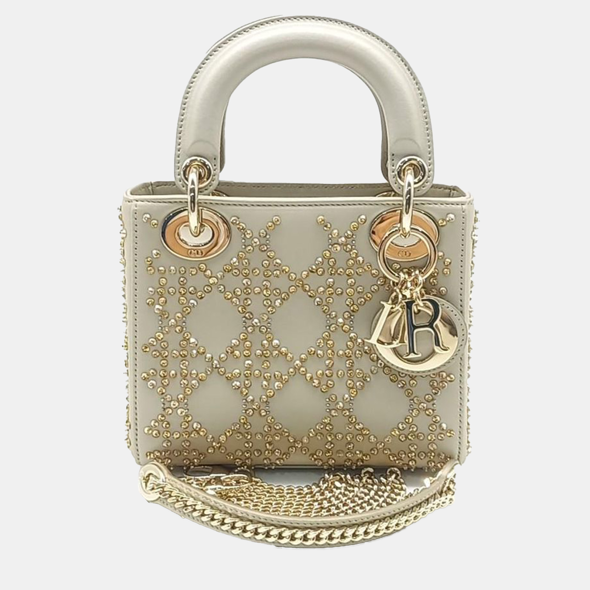 

Dior Silver Leather Lady Bag Mini