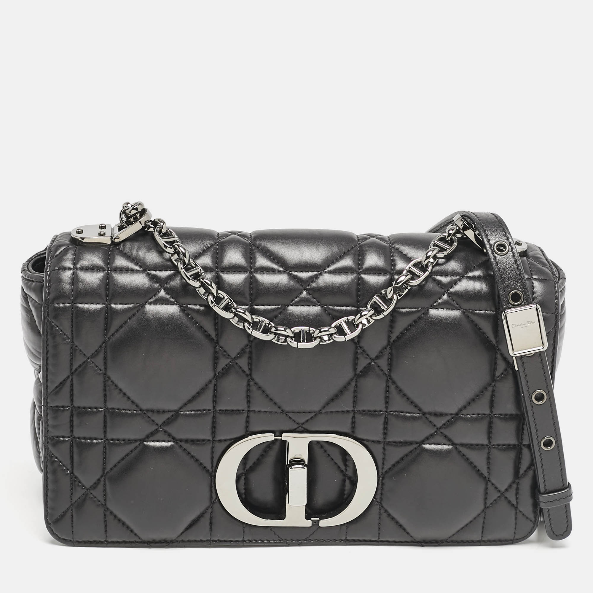 

Dior Black Macrocannage Leather  Caro Shoulder Bag