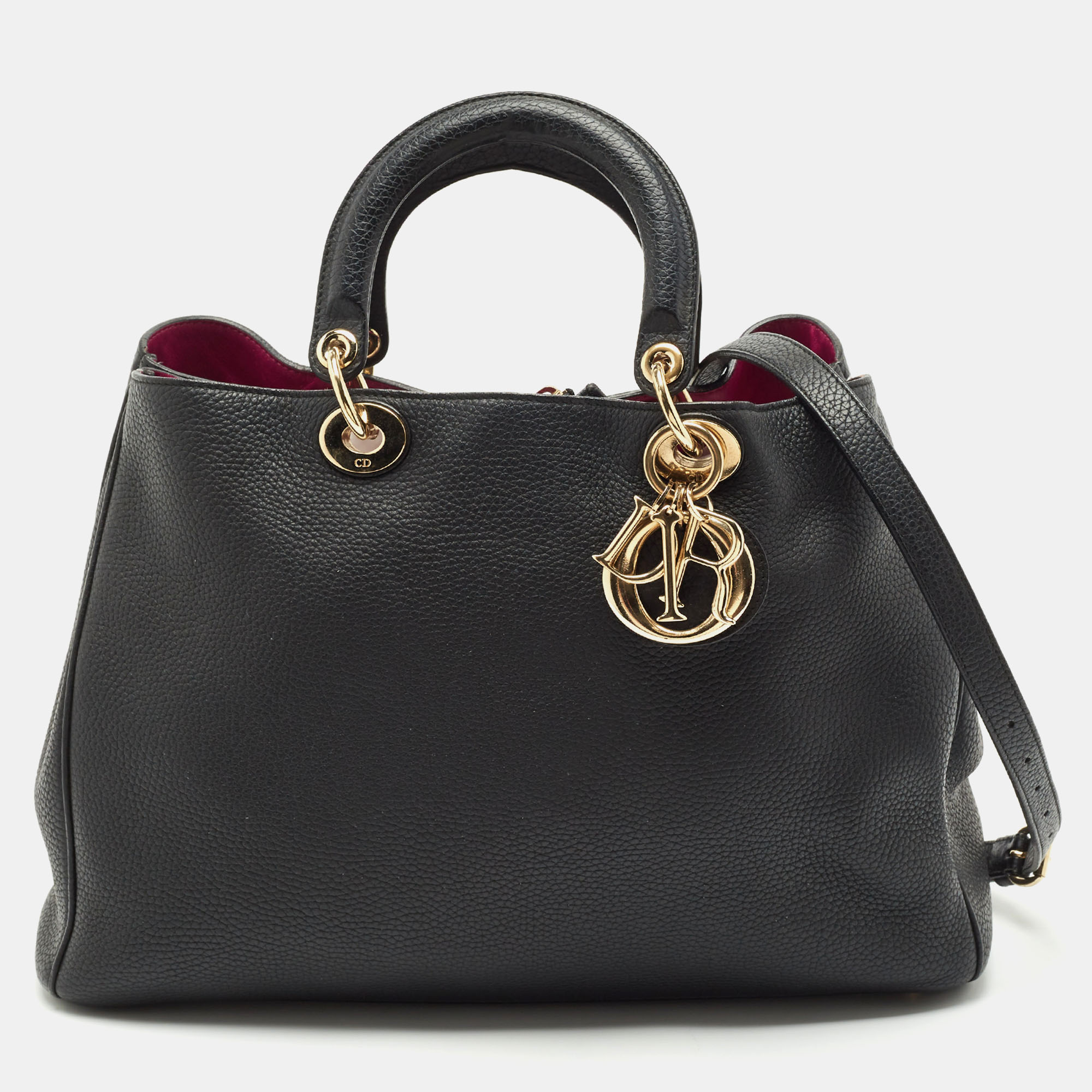 

Dior Black Leather  Diorissimo Shopper Tote