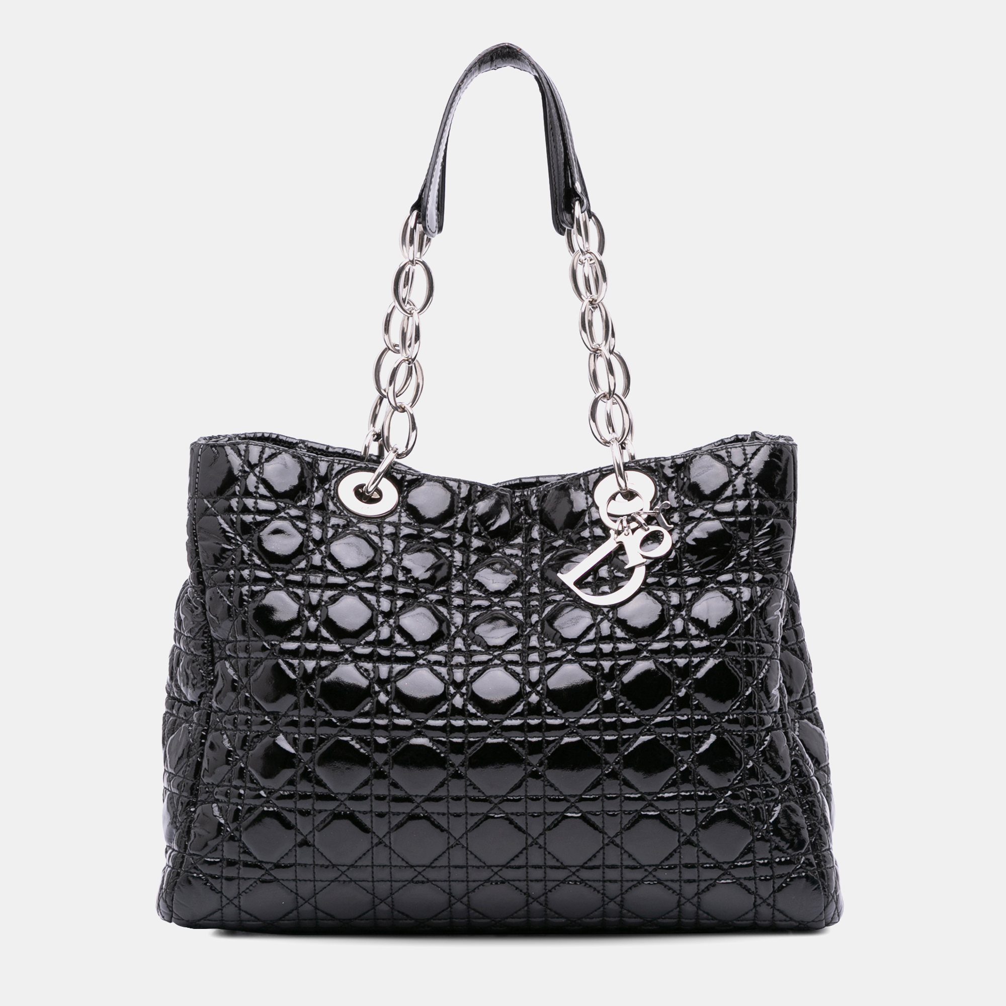 

Dior Black Patent Cannage Lady Dior Soft Large Shopping Tote