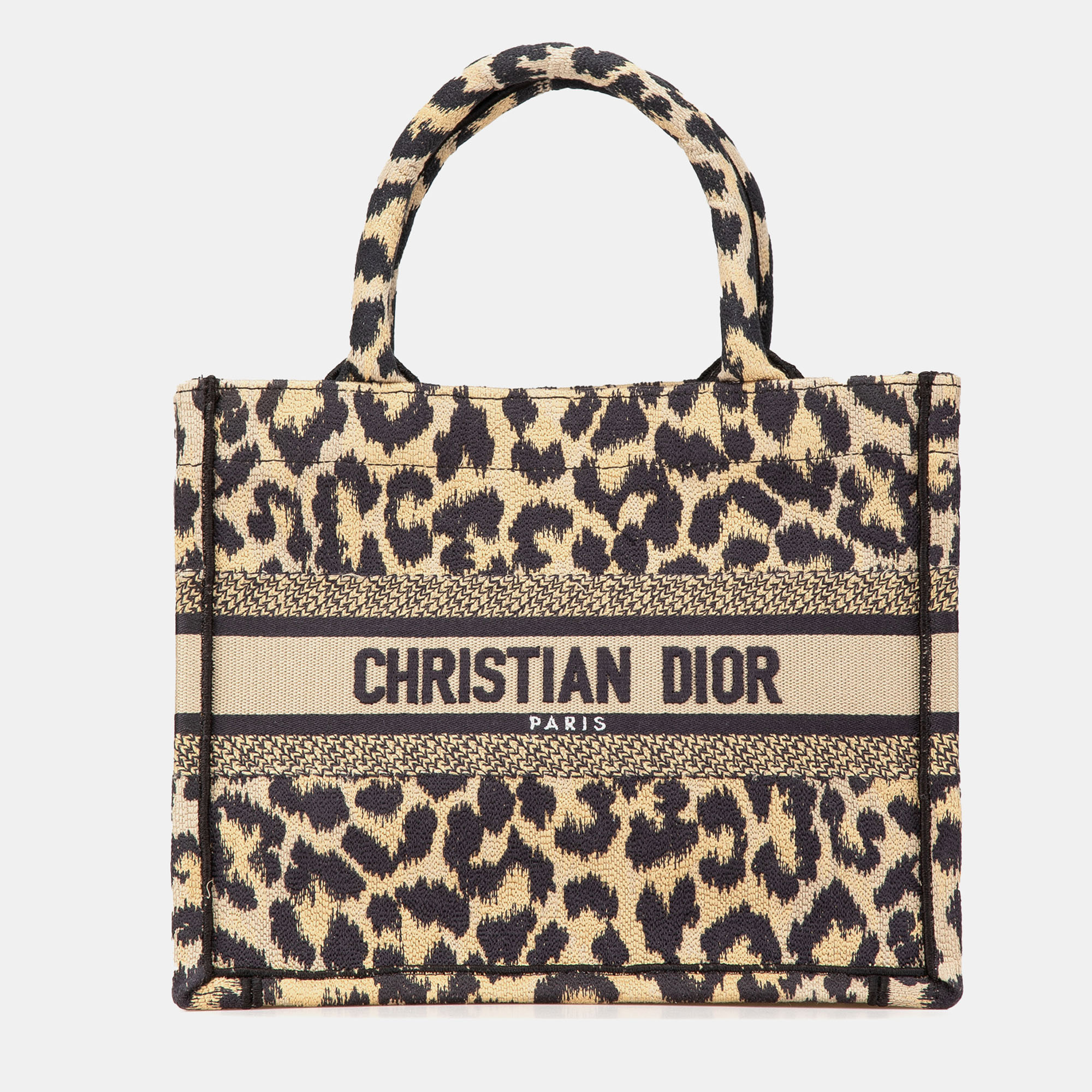 

Dior Brown Mizza Embroidered Canvas Leopard Small Book Tote