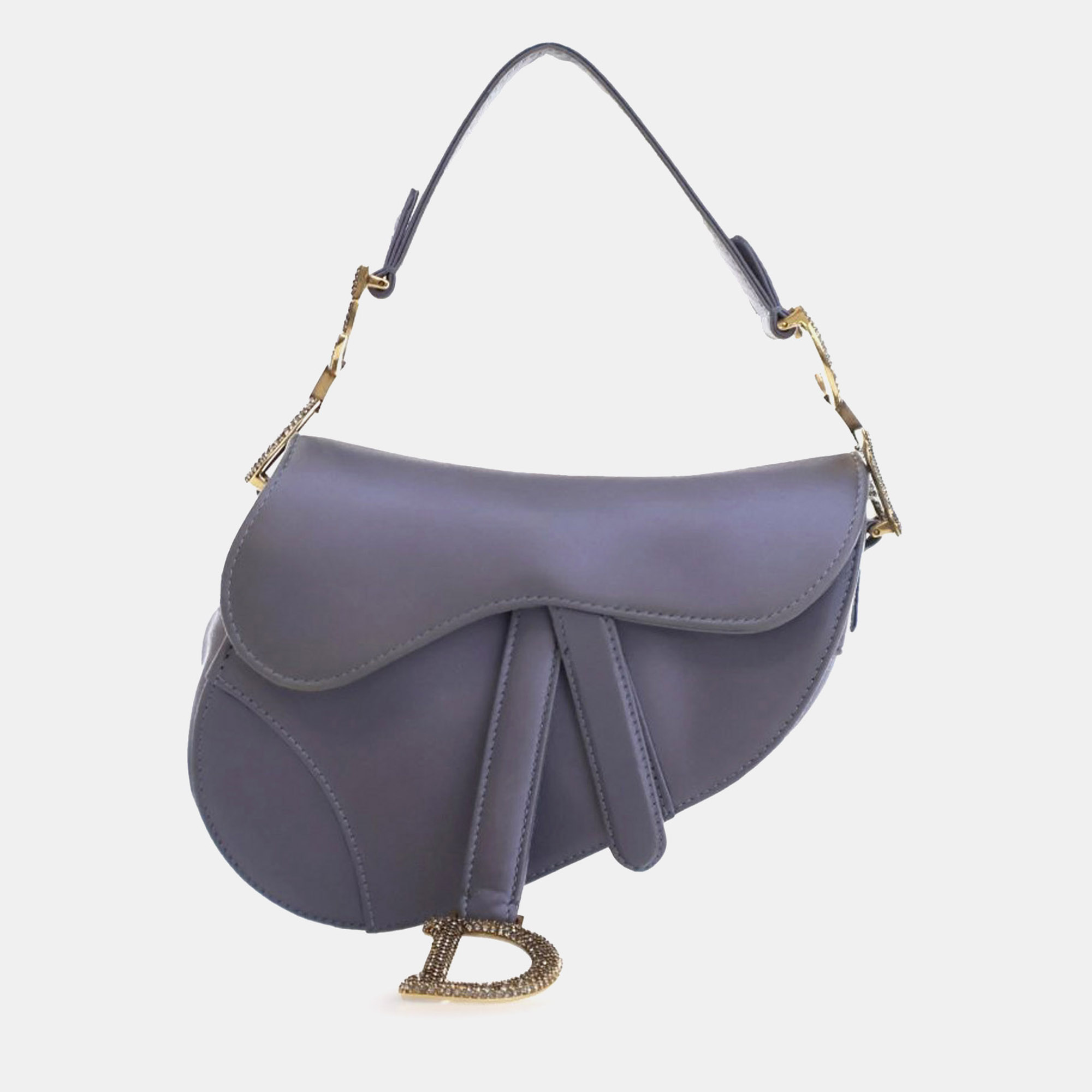

Dior Purple Mini Satin Crystal Embellished Saddle
