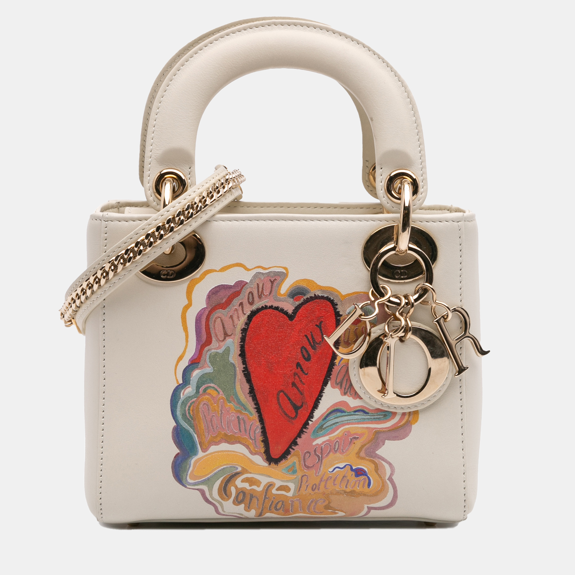 

Dior White Niki De Saint Phalle Mini Calfskin Dioramour Lady Dior