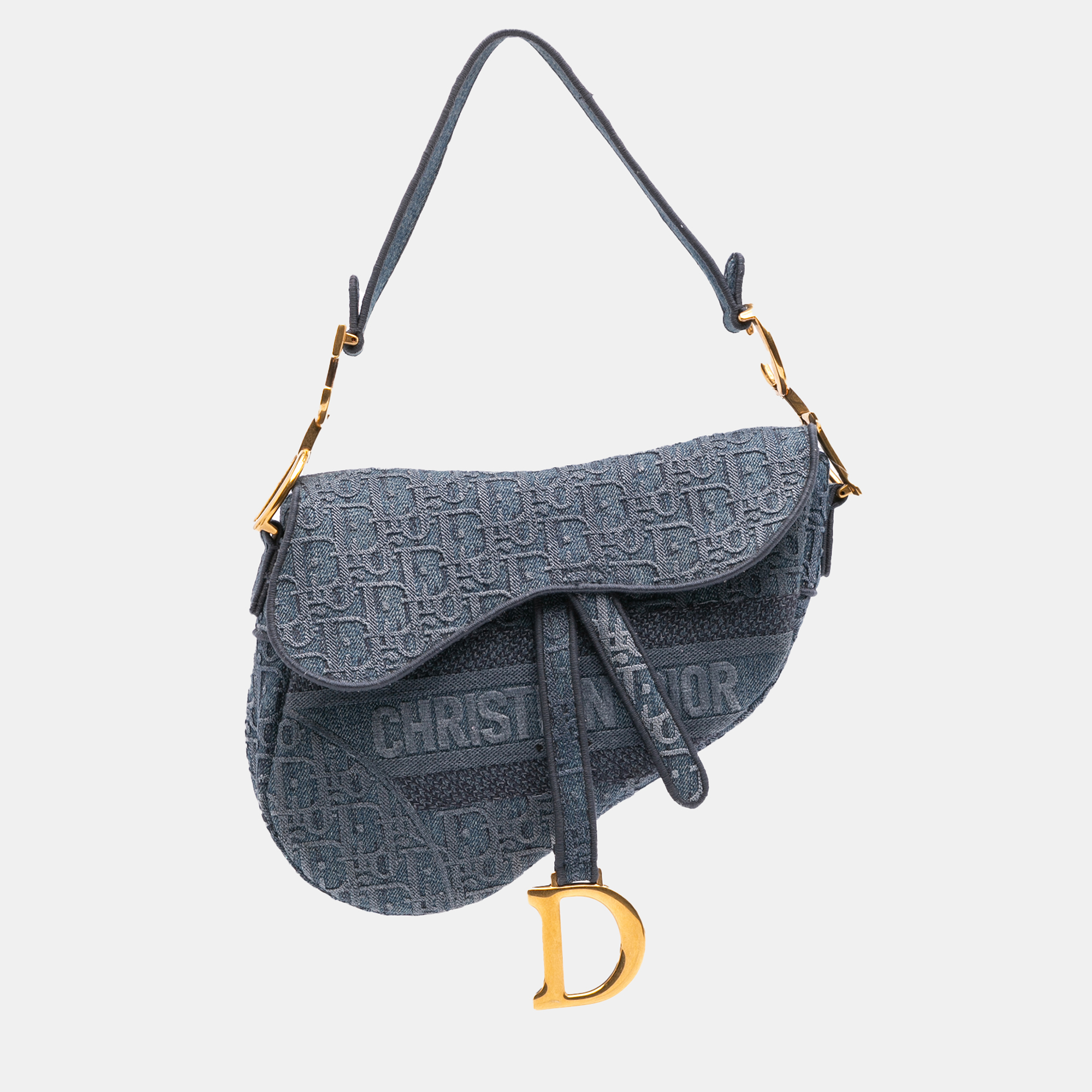 

Dior Blue Oblique Embroidered Denim Saddle Bag