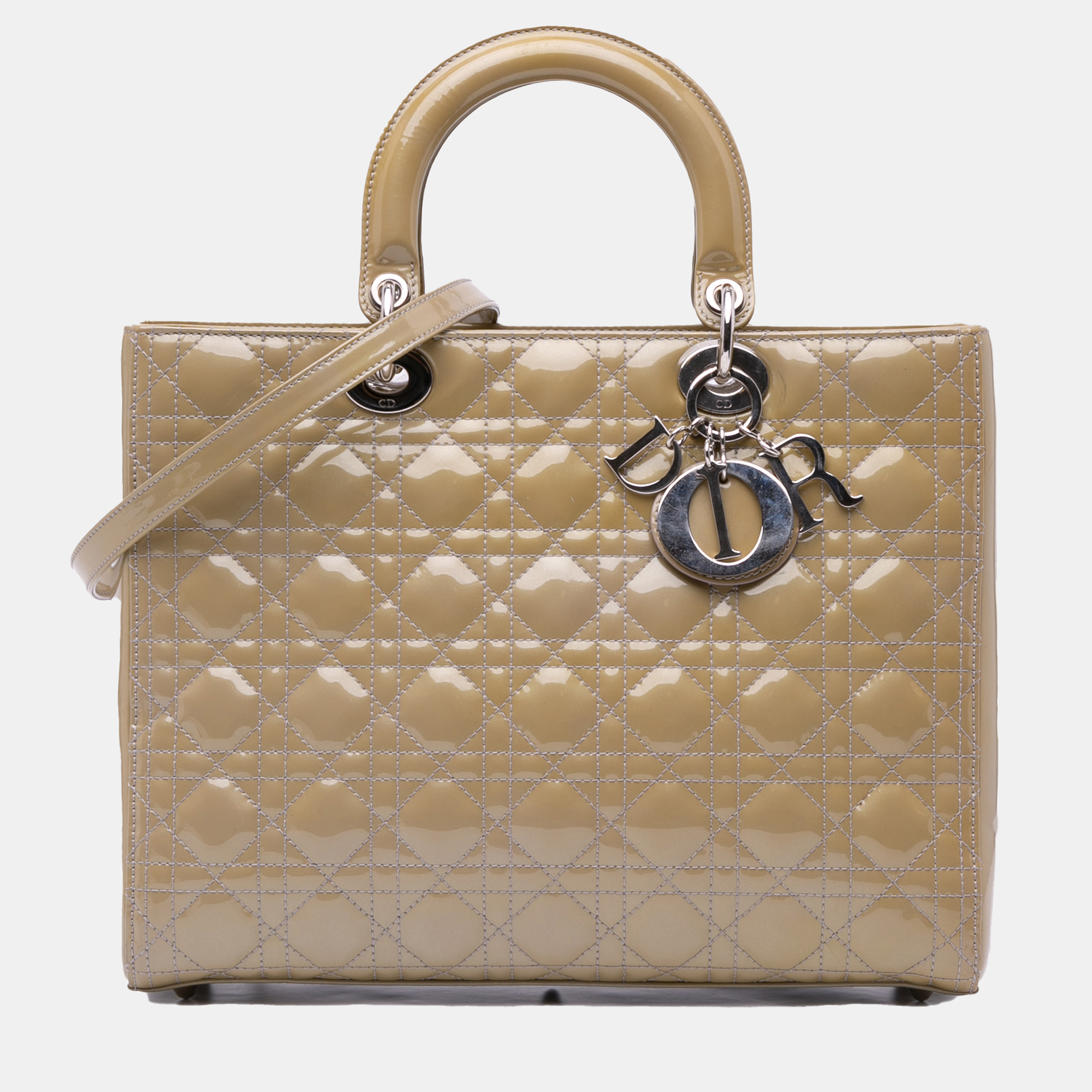 

Dior Beige Patent Cannage Large Lady Dior