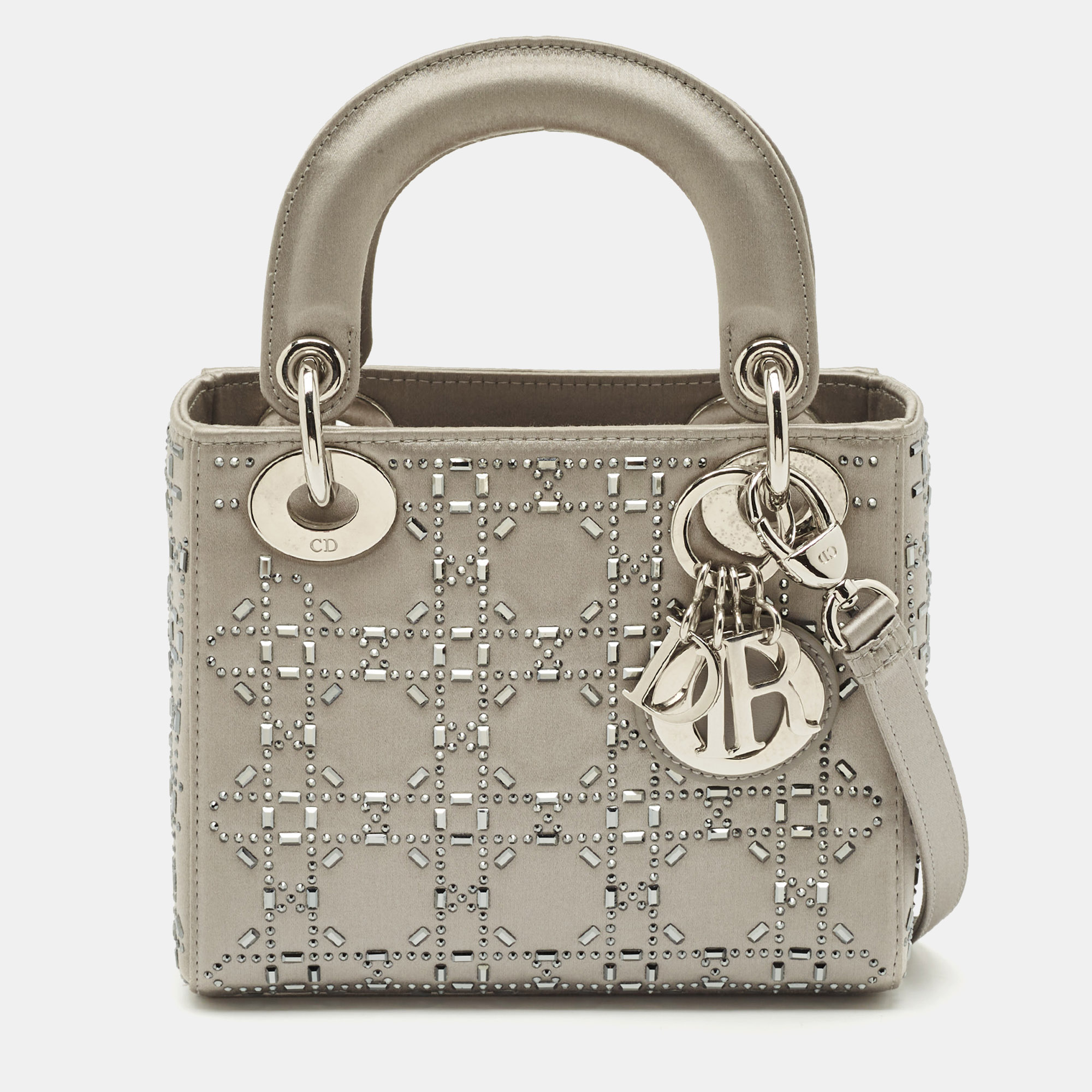 

Dior Grey Cannage Satin Mini Beads Lady Dior Tote
