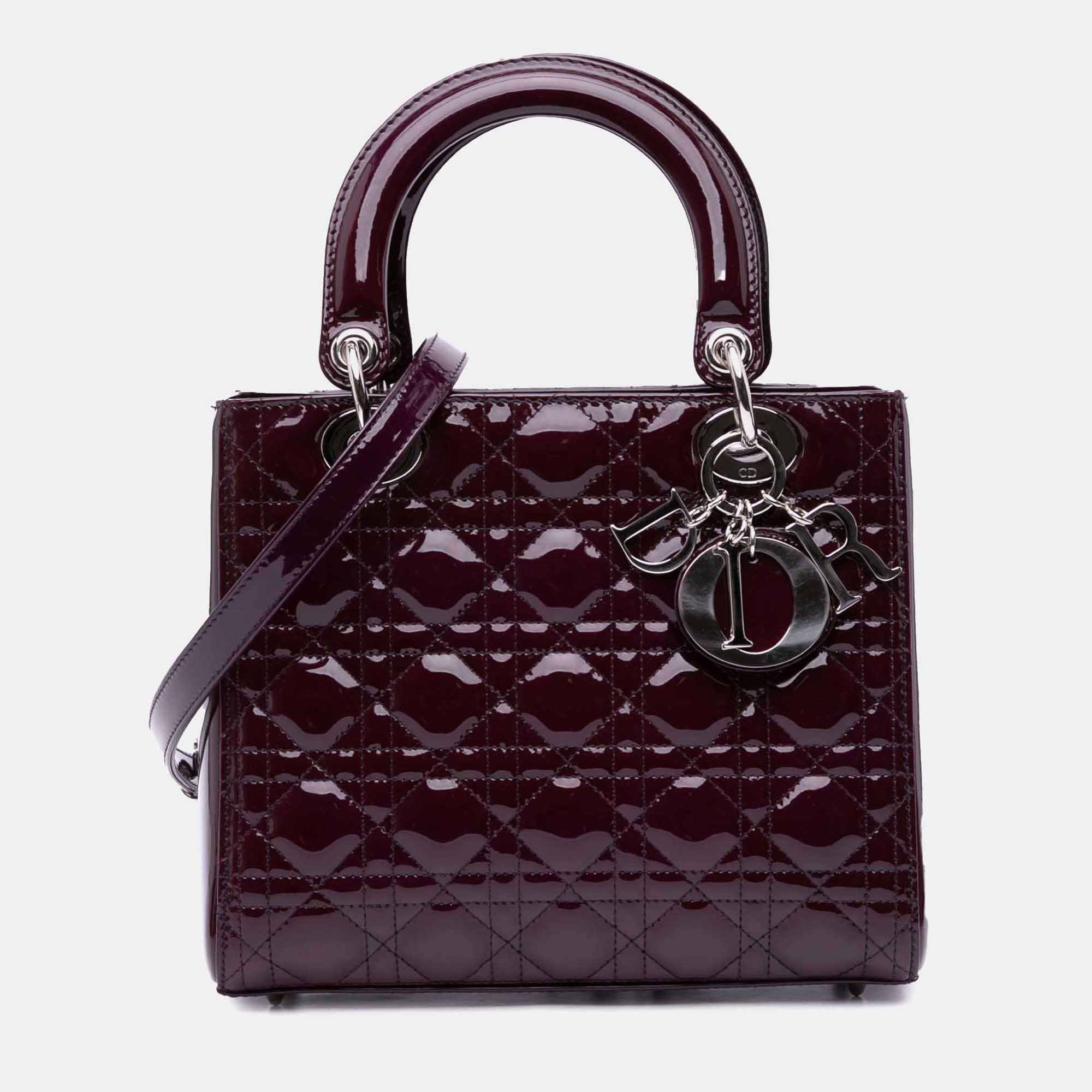 

Dior Purple Medium Patent Cannage Lady Dior