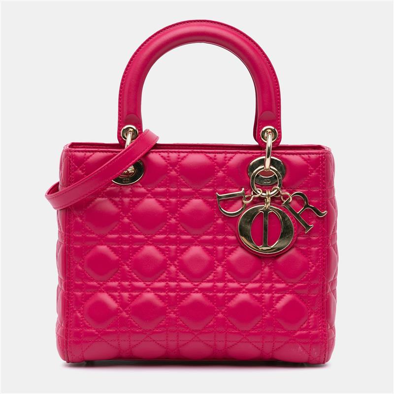 

Dior Pink Lambskin Cannage Medium Lady Dior