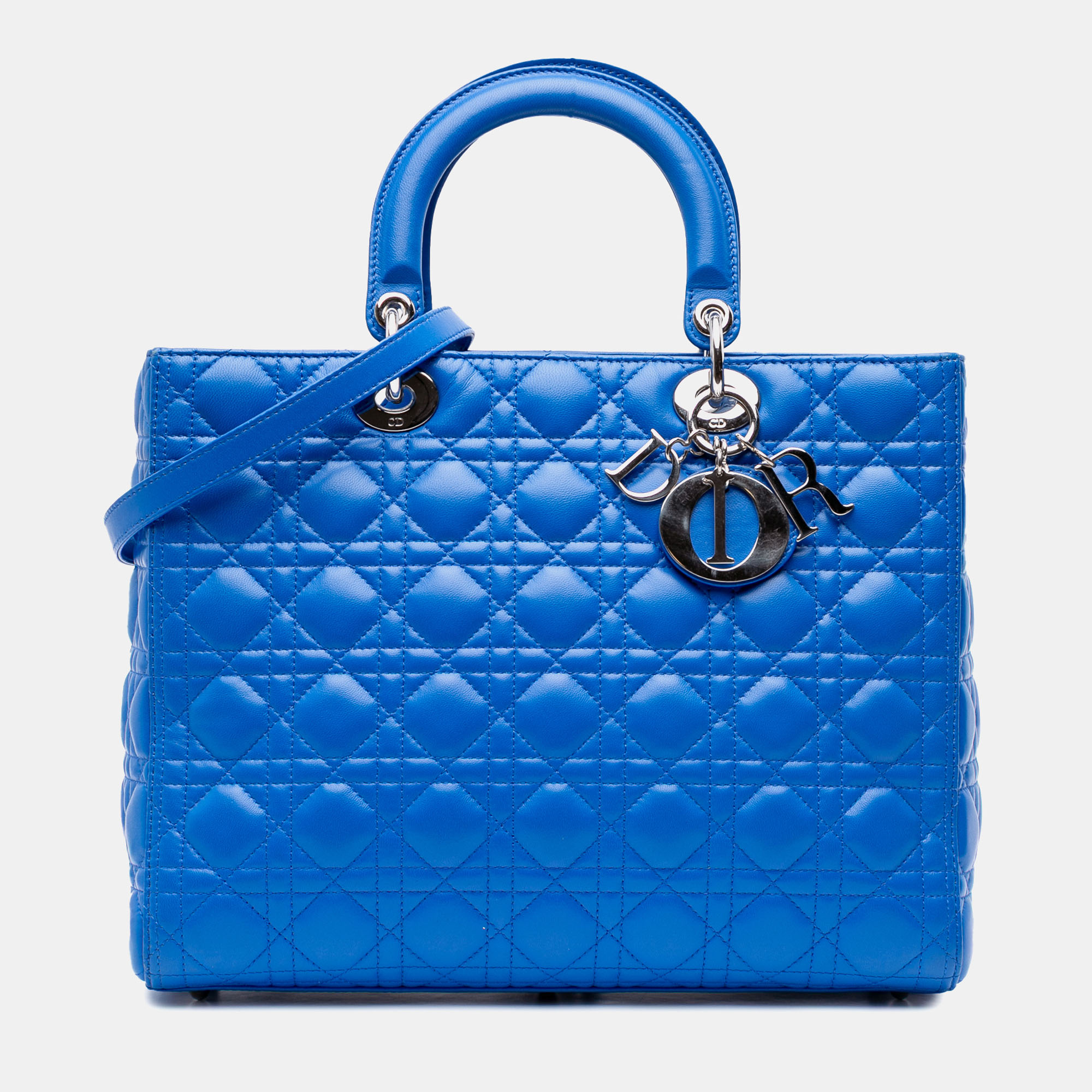 

Dior Blue Lambskin Cannage Large Lady Dior