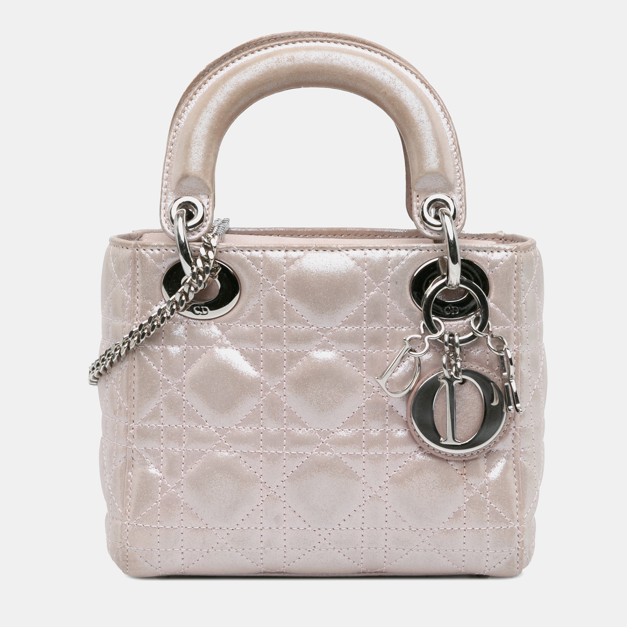 

Dior Pink Lambskin Cannage Iridescent Mini Lady Dior