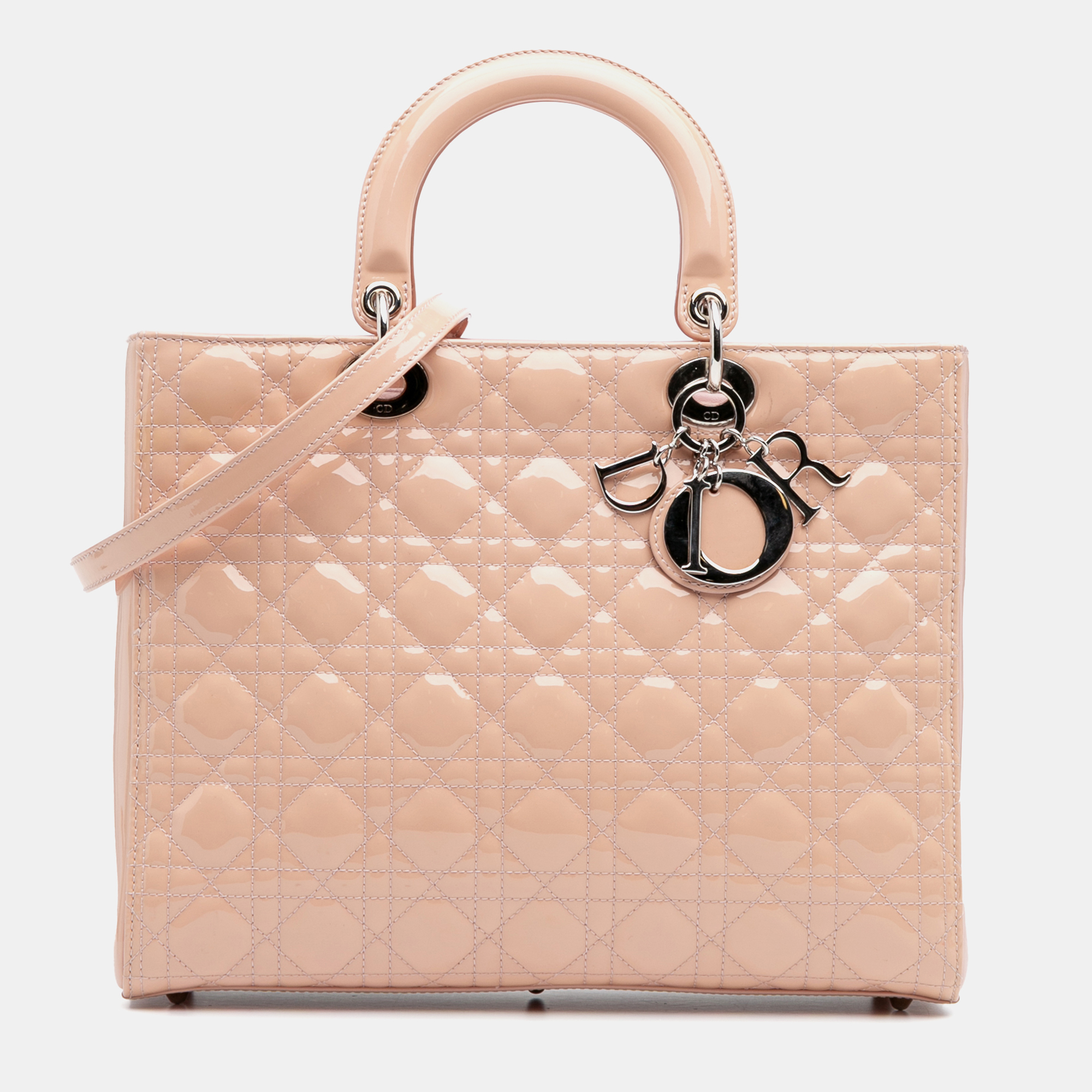

Dior Brown Cannage Patent Large Lady Dior