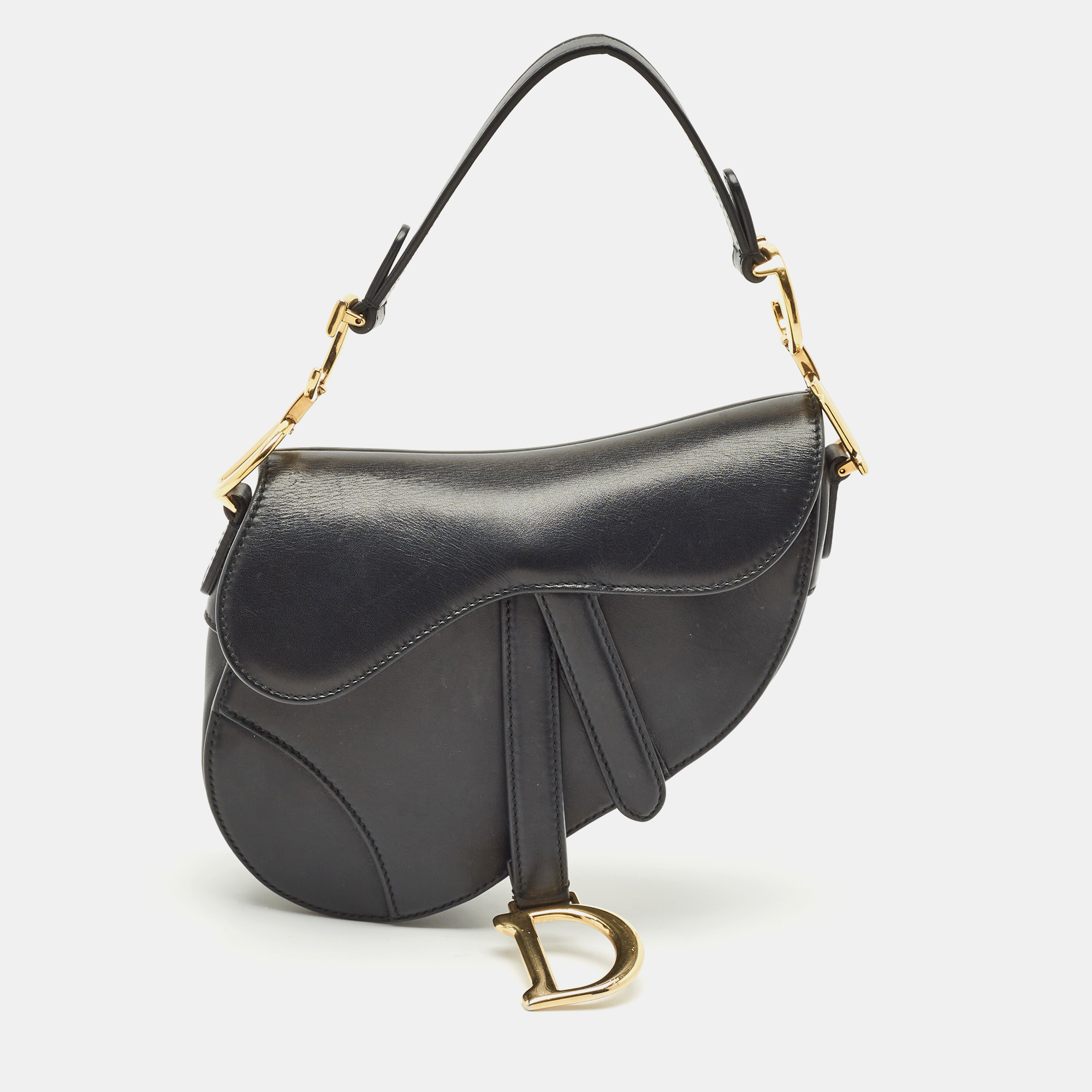 

Dior Black Leather Mini Saddle Bag