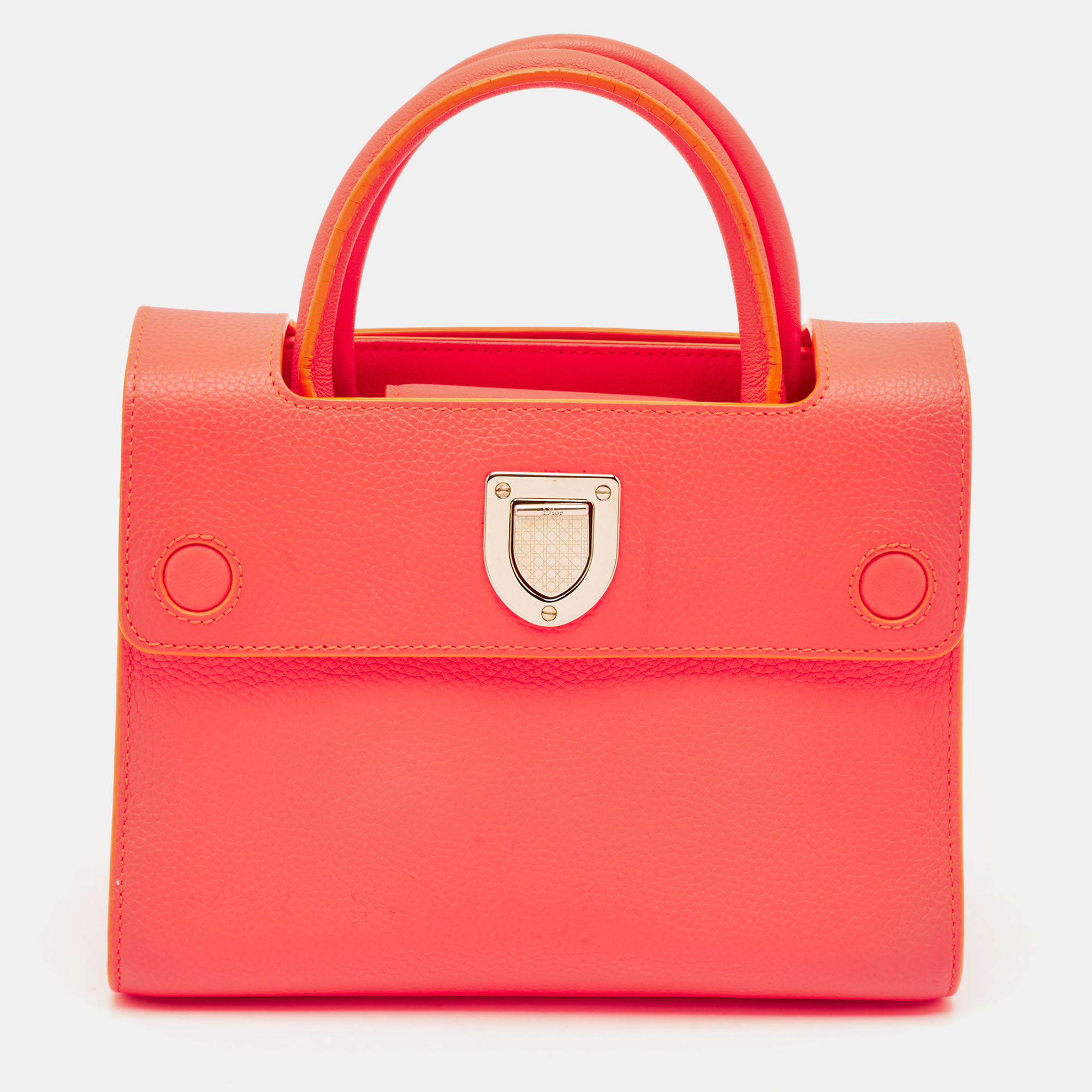 

Dior Neon Orange Leather Mini Diorever Top Handle Bag