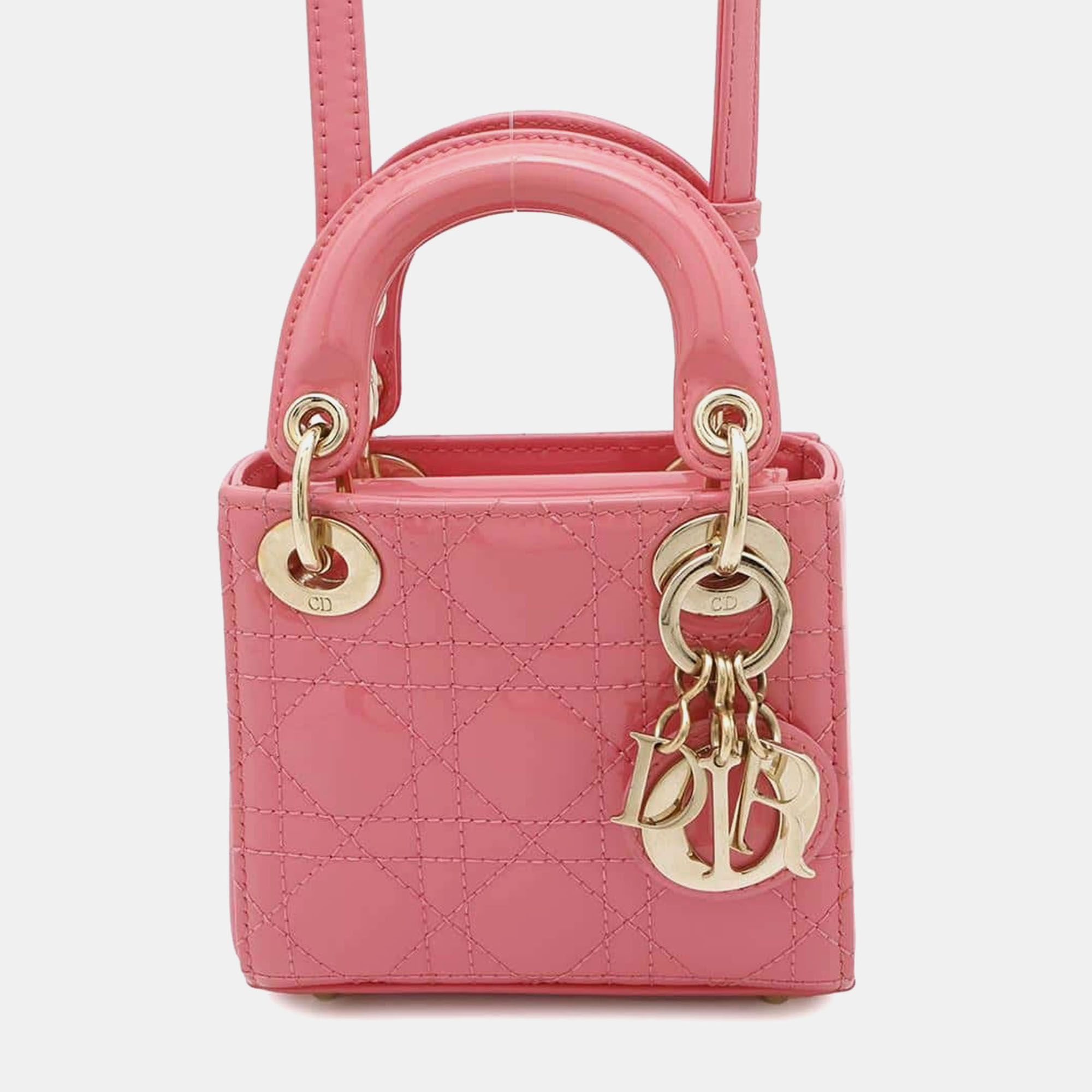 

Dior Pink Canage Patent Leather Micro Lady Dior