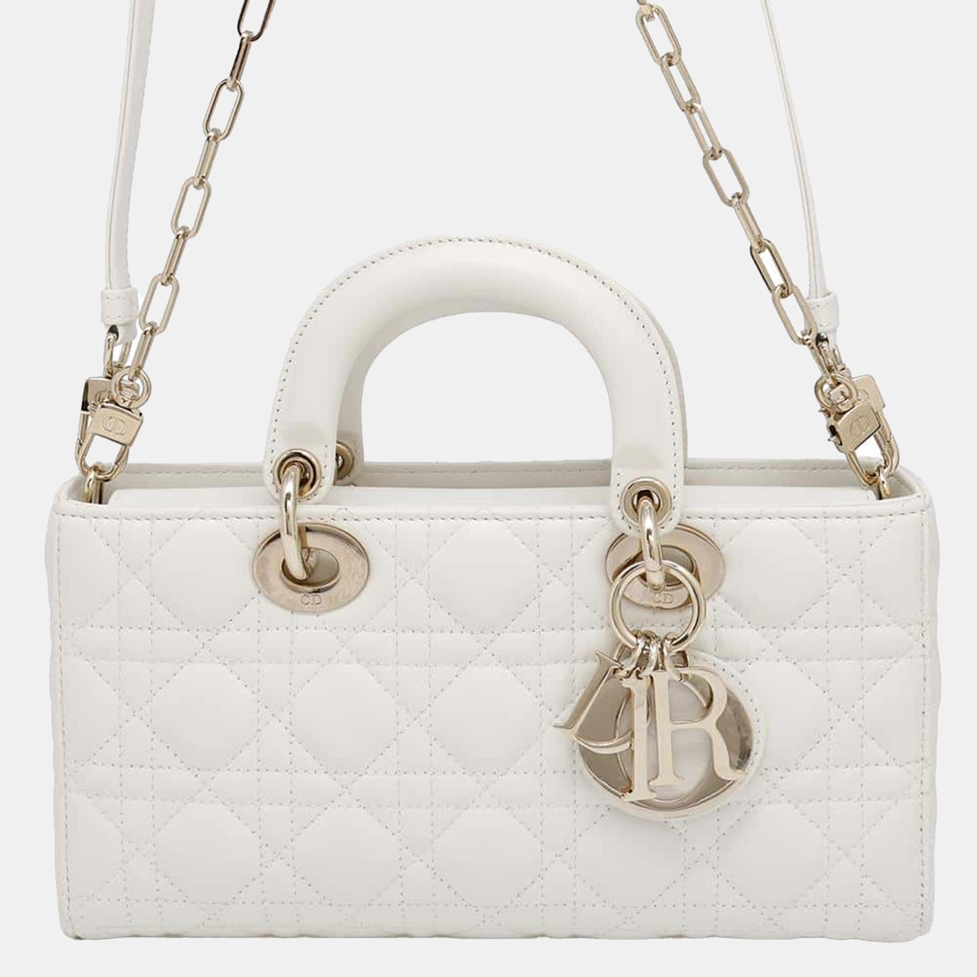 

Dior Latte White Lambskin Lady D-Joy 2Way Handbag