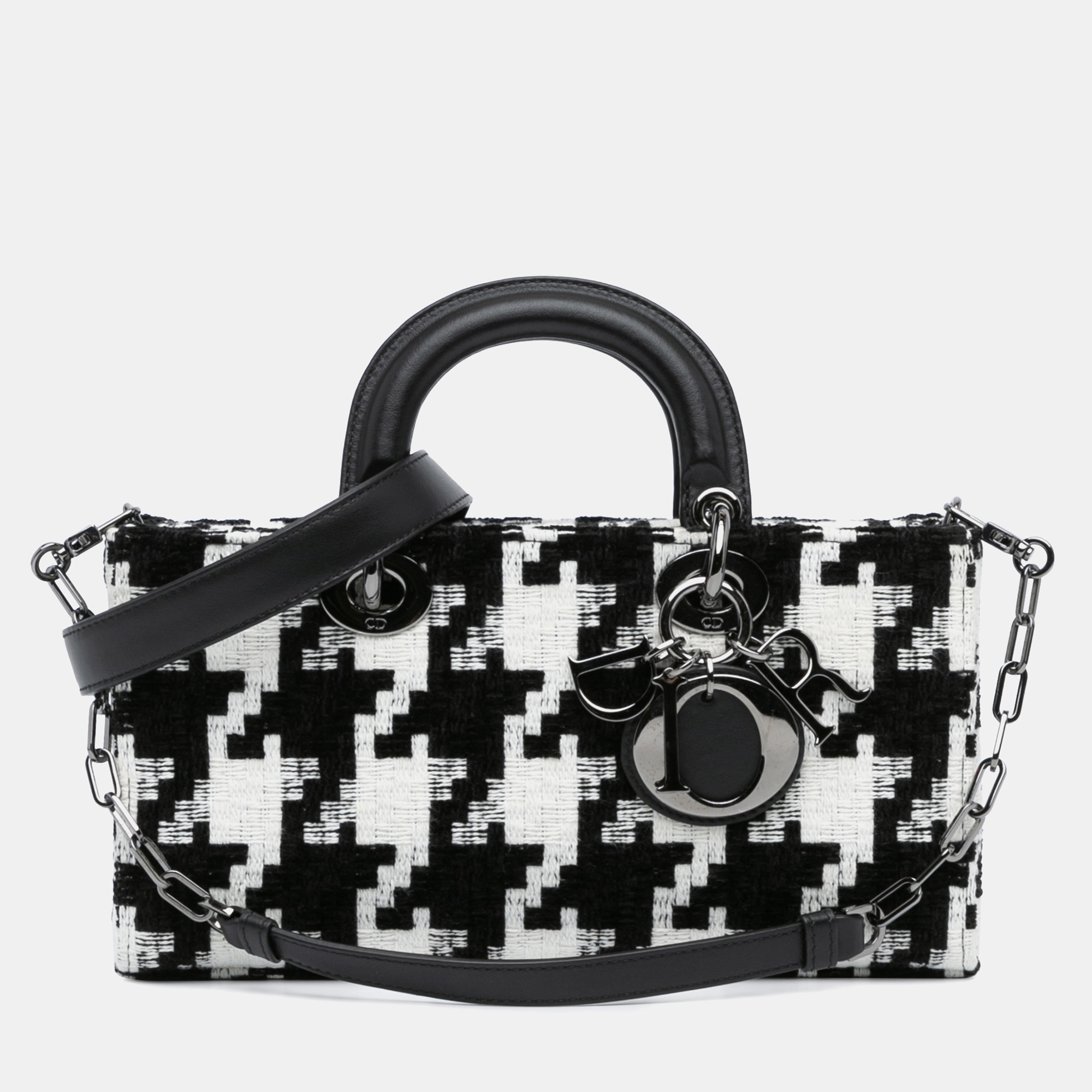 

Dior Black Medium Canvas Macro Houndstooth Lady D Joy