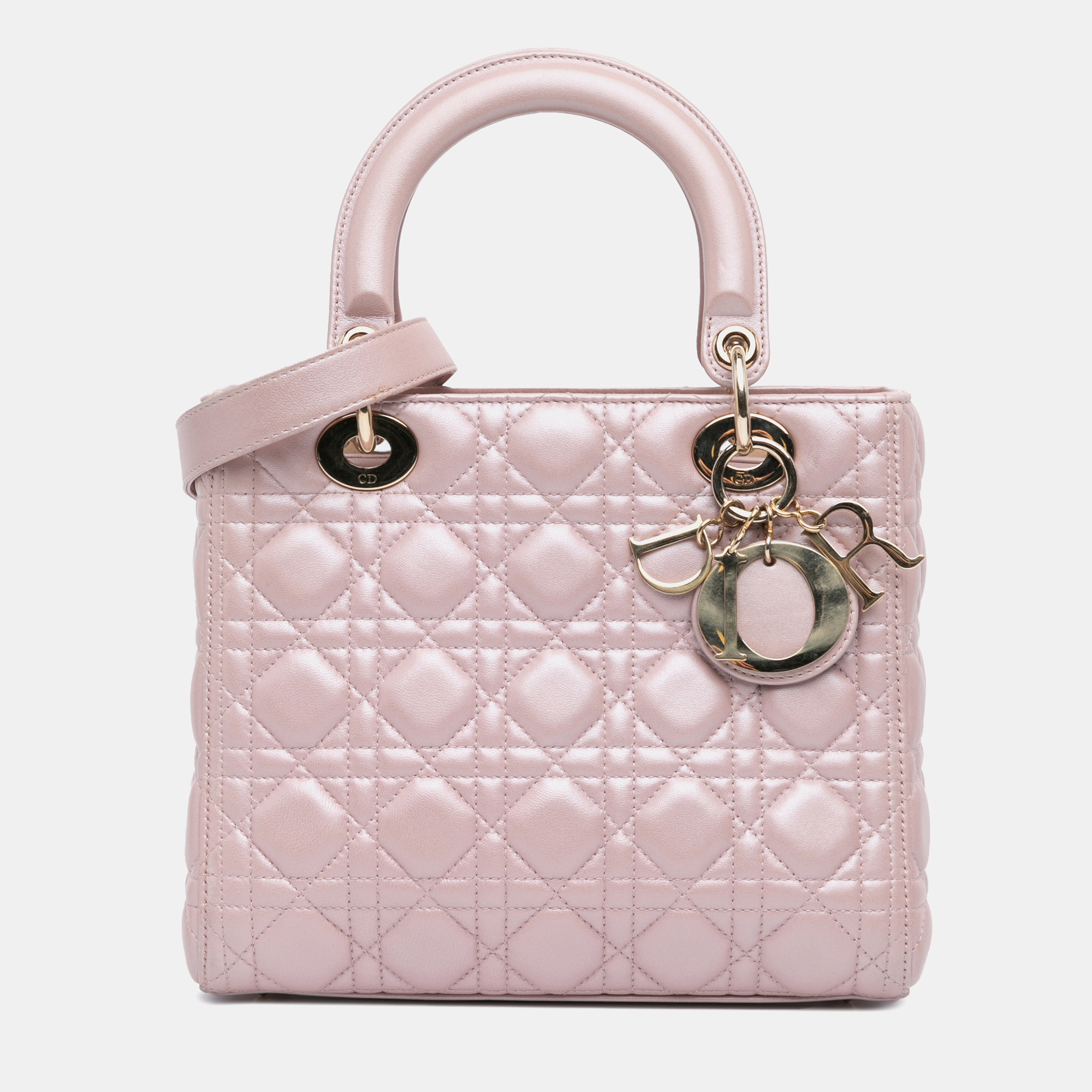 

Dior Pink Medium Pearlescent Lambskin Cannage Lady Dior