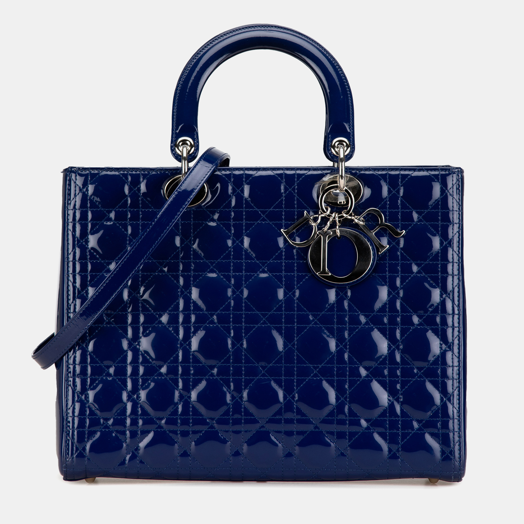 

Dior Blue Large Patent Cannage Lady Dior