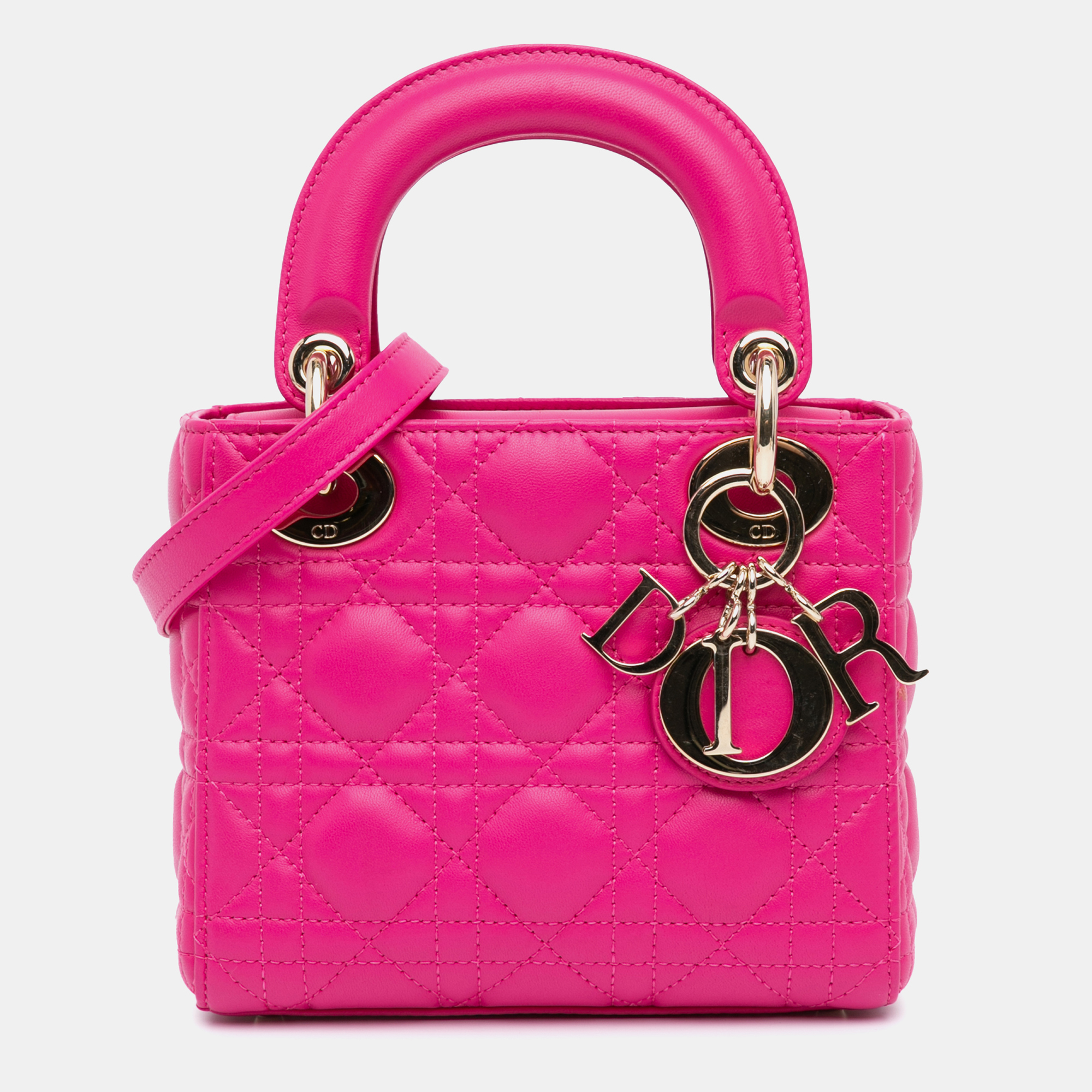 

Dior Pink Mini Lambskin Cannage Lady Dior
