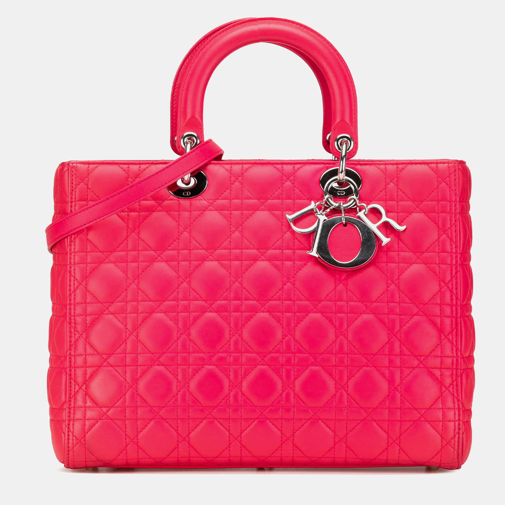 

Dior Pink Large Lambskin Cannage Lady Dior