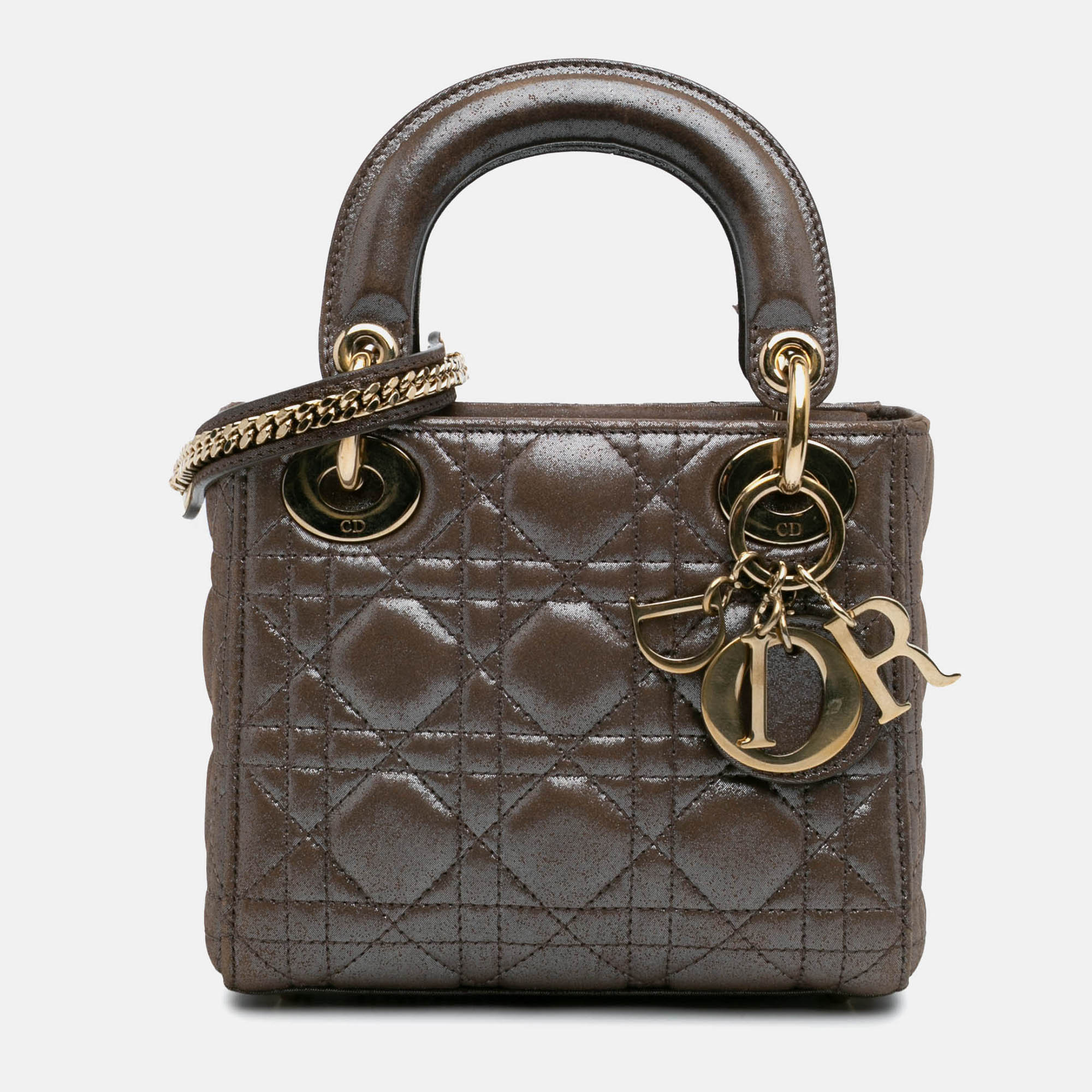 

Dior Brown Metallic Calfskin Cannage Mini Lady Dior