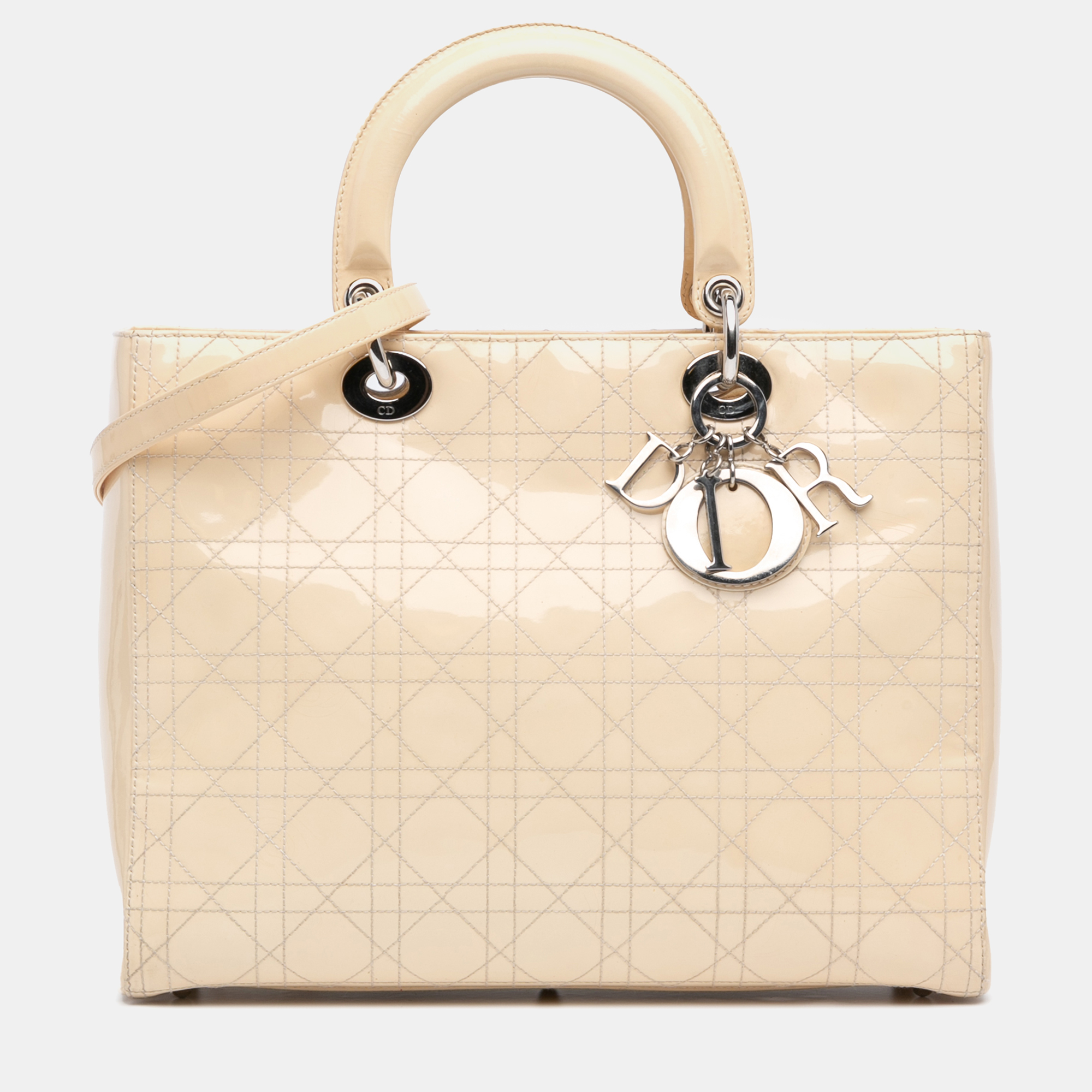 

Dior White Large Patent Cannage Lady Dior
